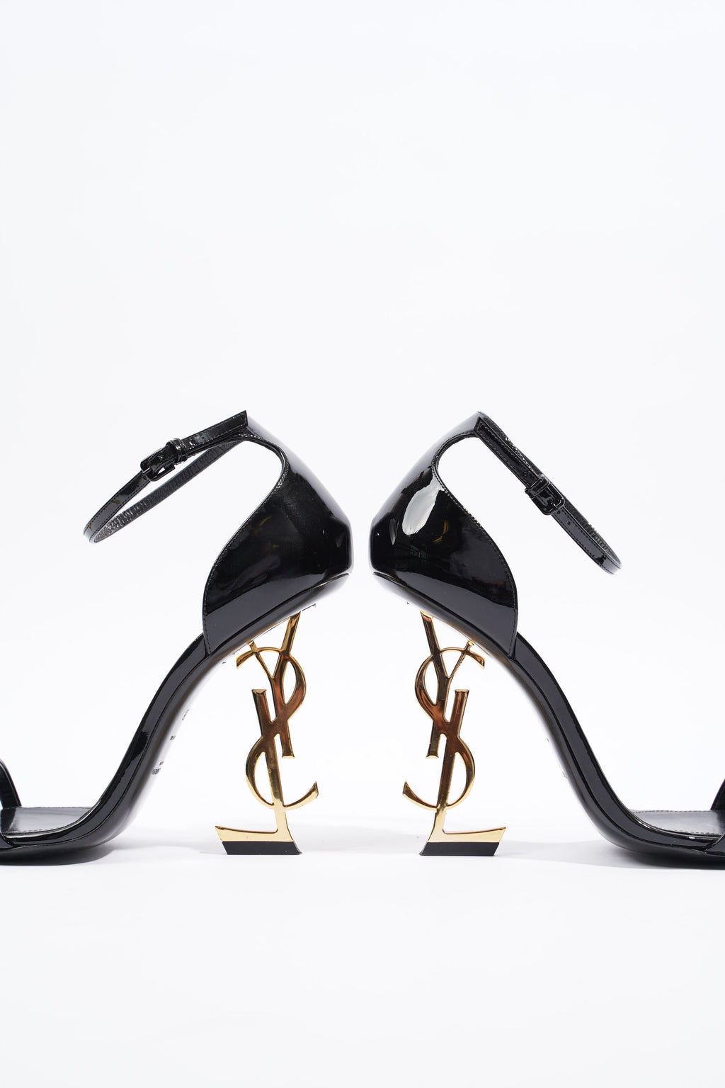 Saint Laurent Womens Opyum Sandal Patent Black EU 38 / UK 5