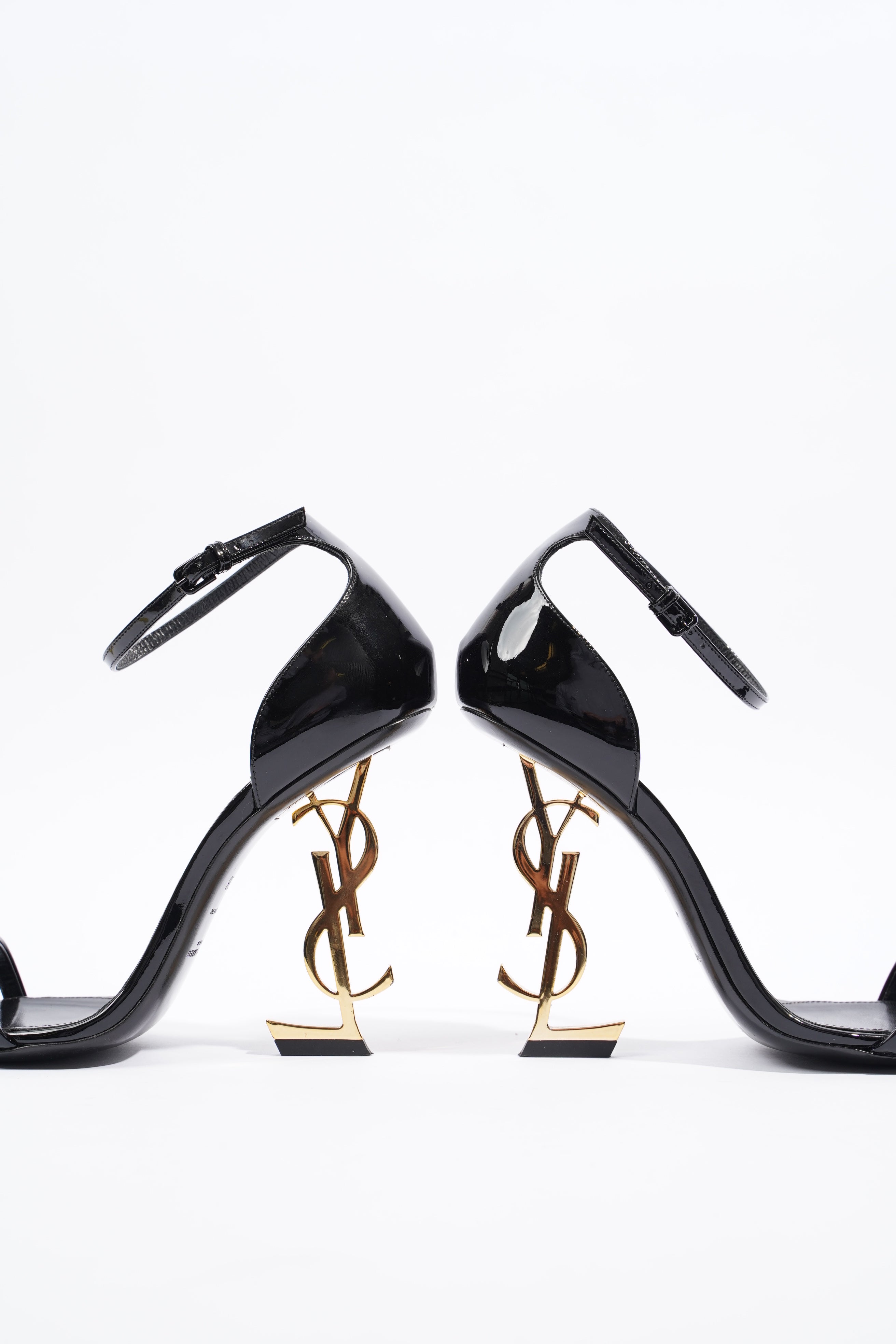 Saint Laurent Womens Opyum Sandal Patent Black EU 38 / UK 5