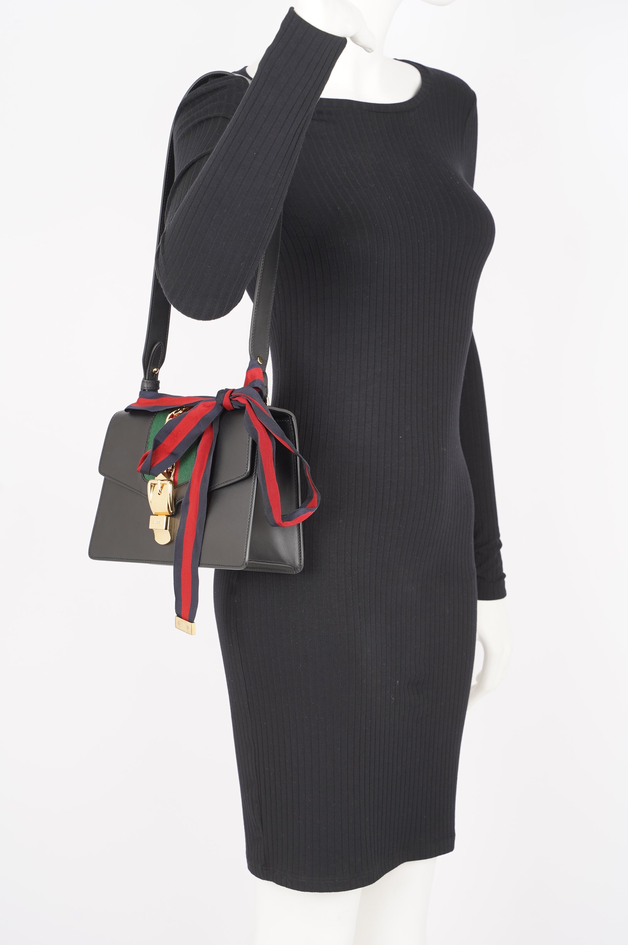 Gucci Womens Sylvie Black / Green / Red Medium