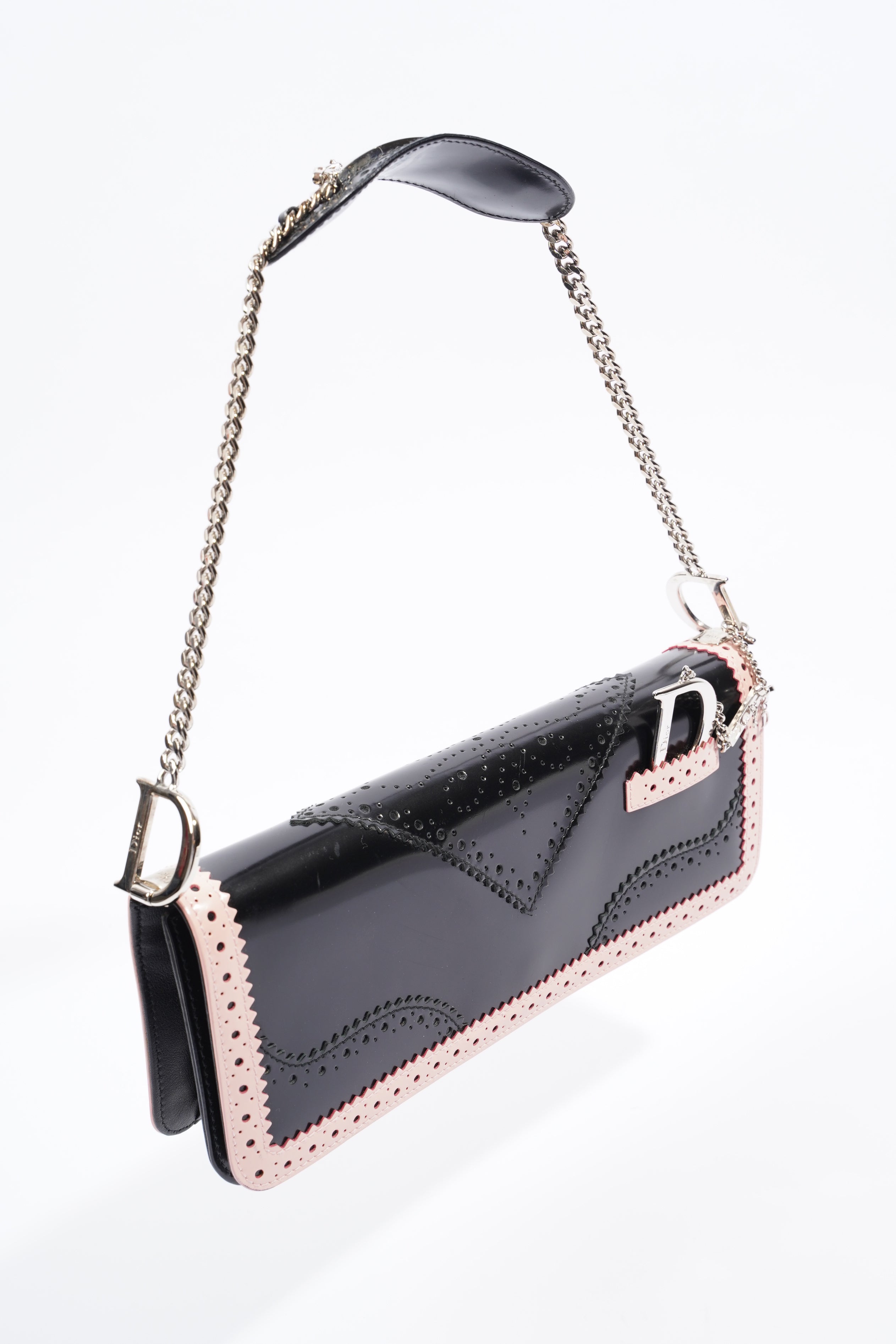 Christian Dior Womens D'Trick Brogue Bag Black / Pink Leather