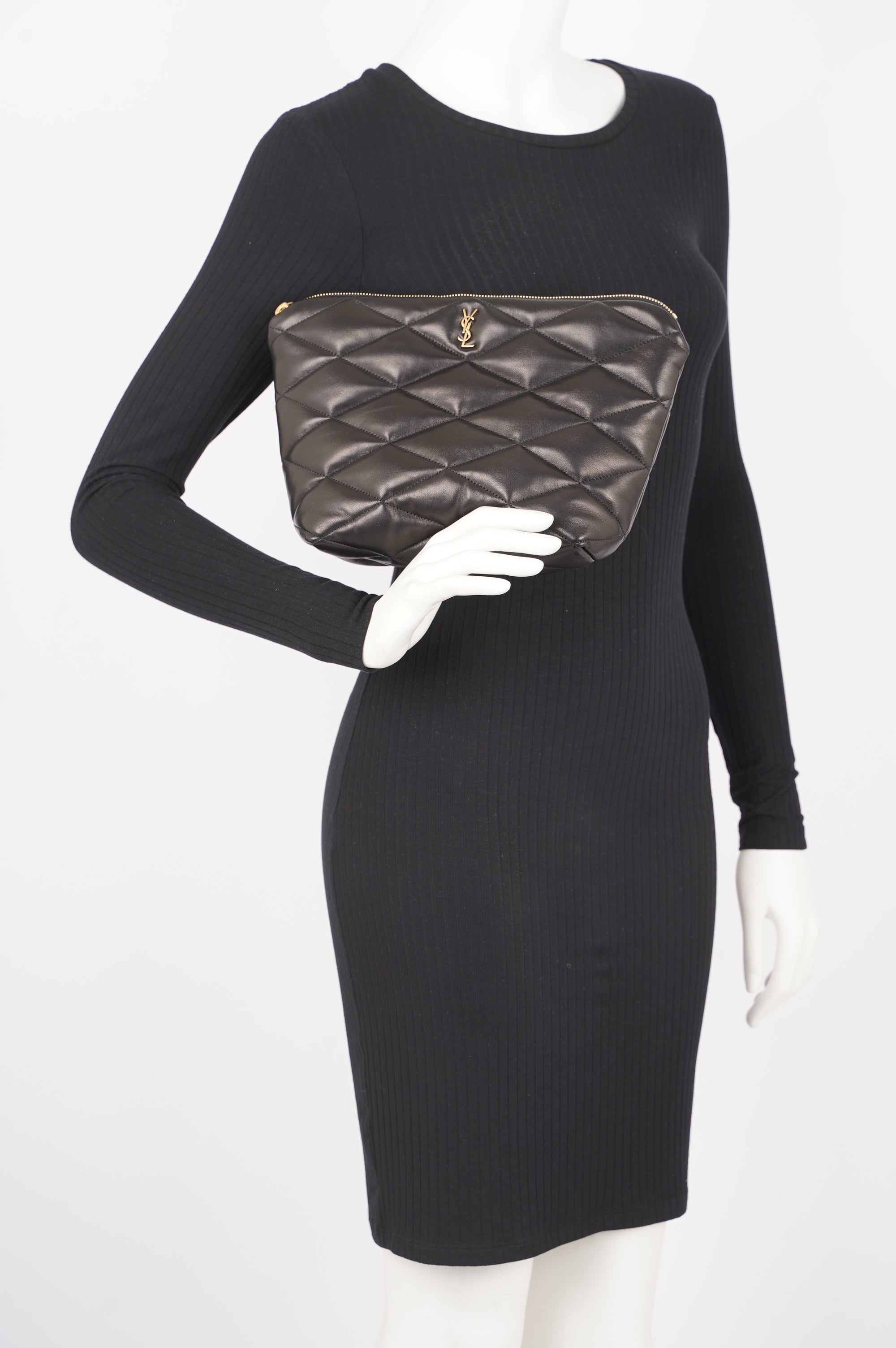 Saint Laurent Womens Sade Pouch Black Leather