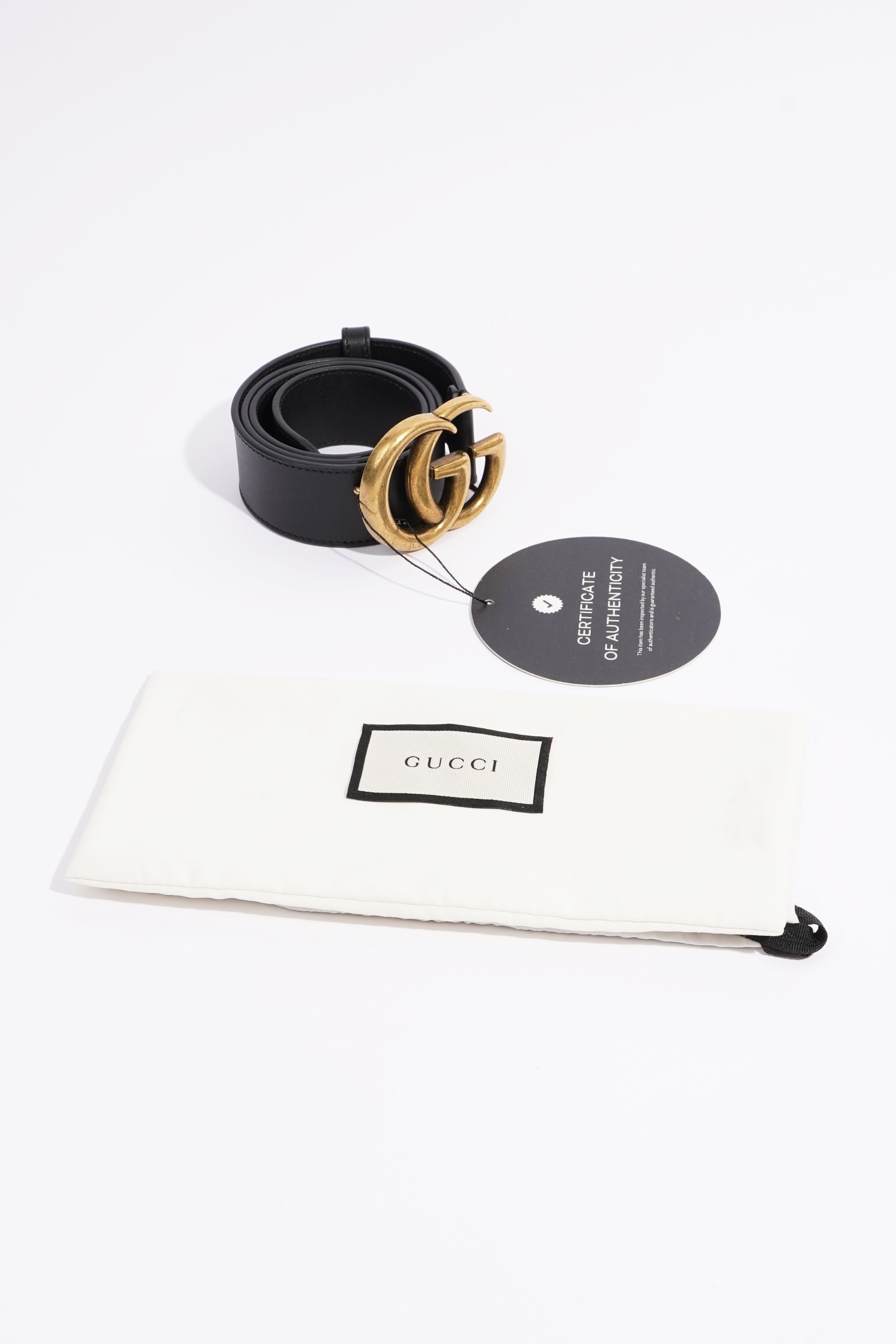 Gucci Womens Marmont Belt Black Leather / Brass 80cm - 32"