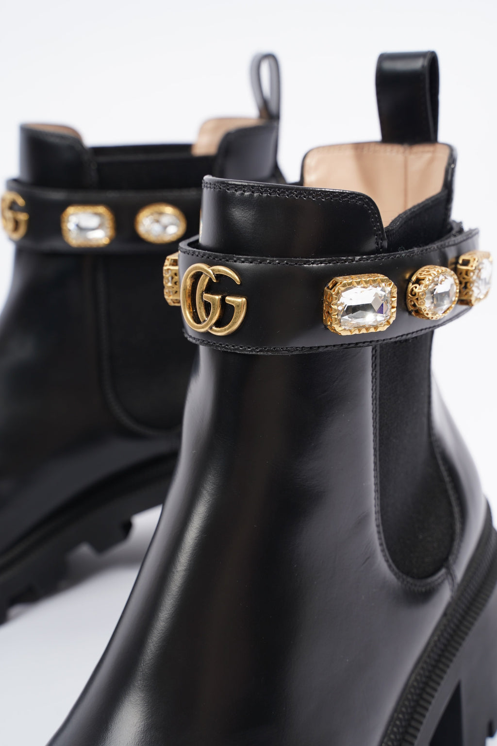 Gucci Womens Leather Ankle Boot With Belt Black EU 40 / UK 7