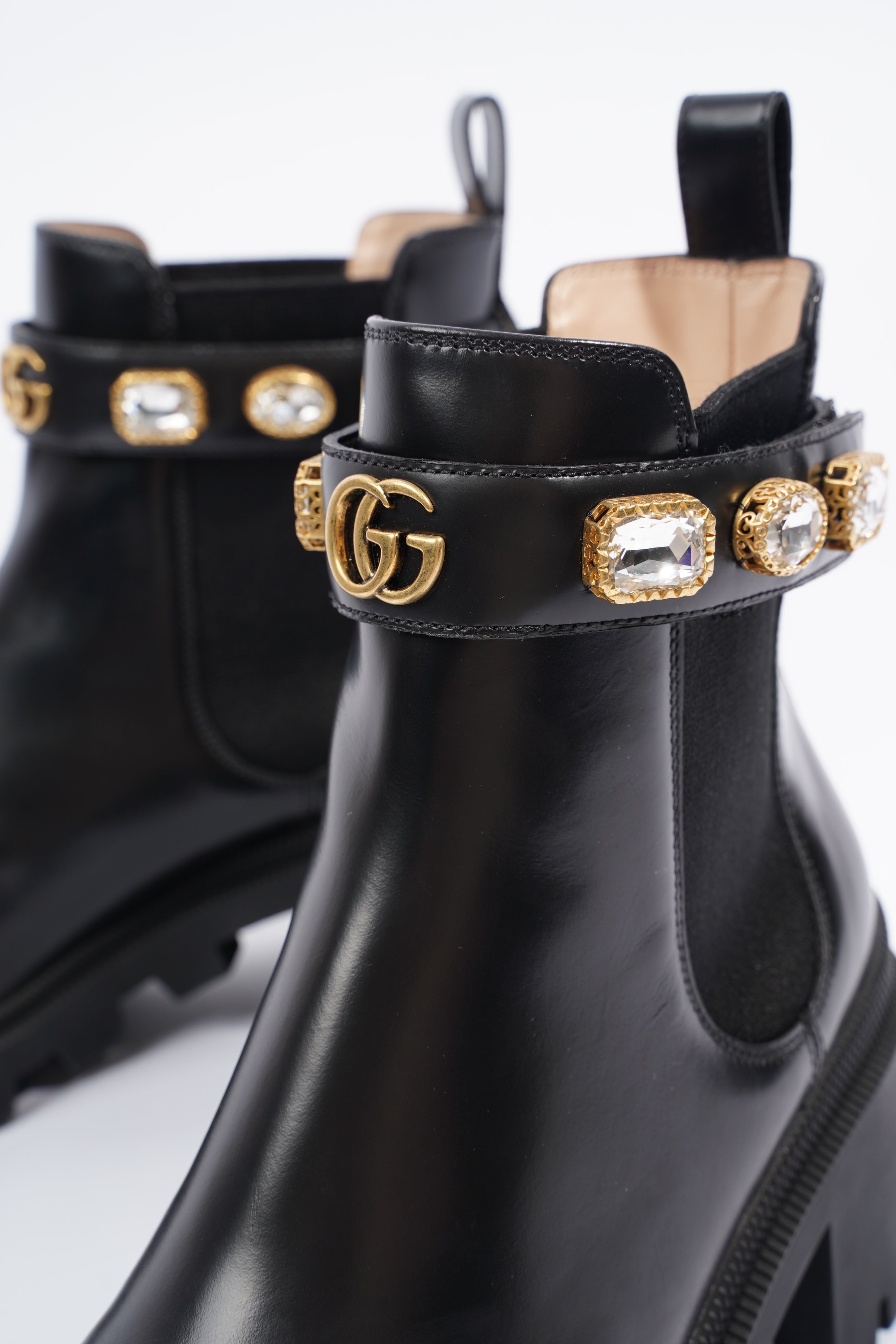 Gucci Womens Leather Ankle Boot With Belt Black EU 40 / UK 7