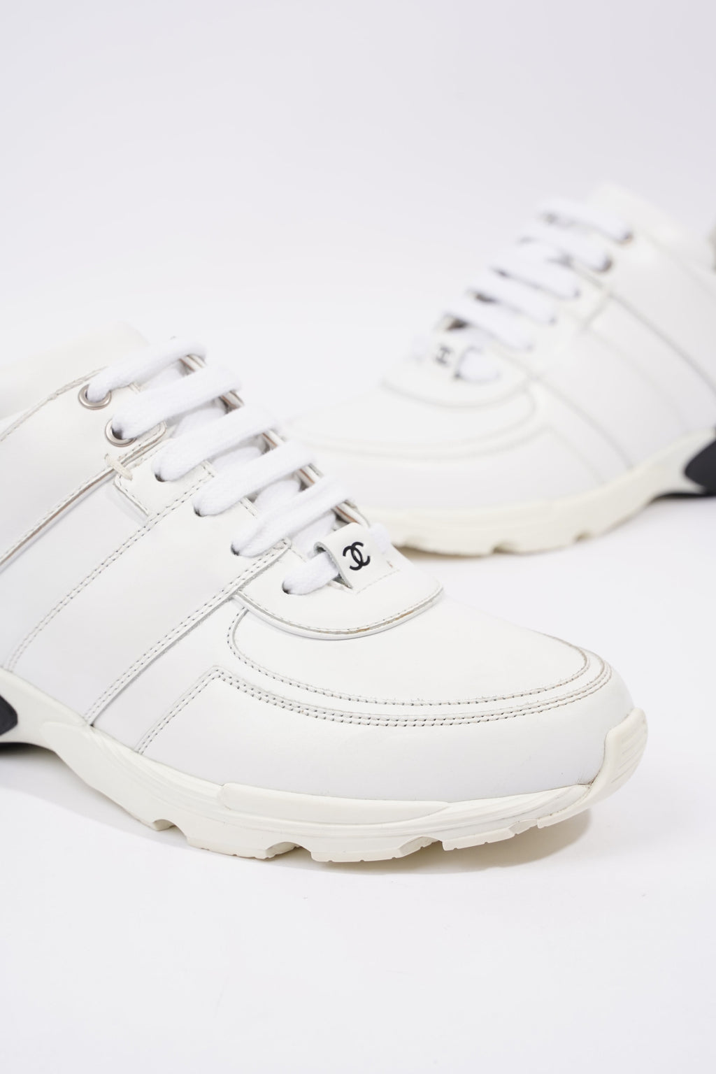 Chanel Womens Tennis Sneaker White EU 39.5 / UK 6.5
