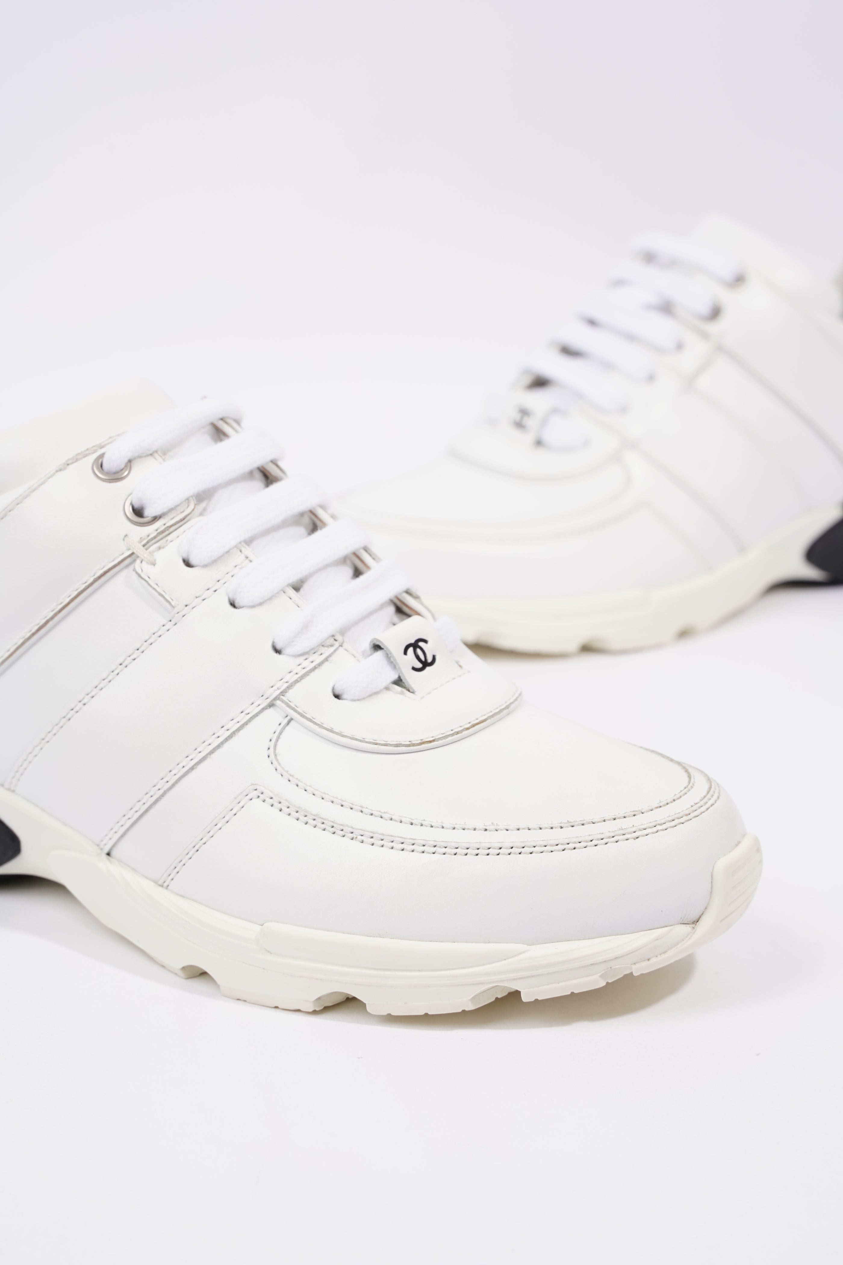 Chanel Womens Tennis Sneaker White EU 39.5 / UK 6.5
