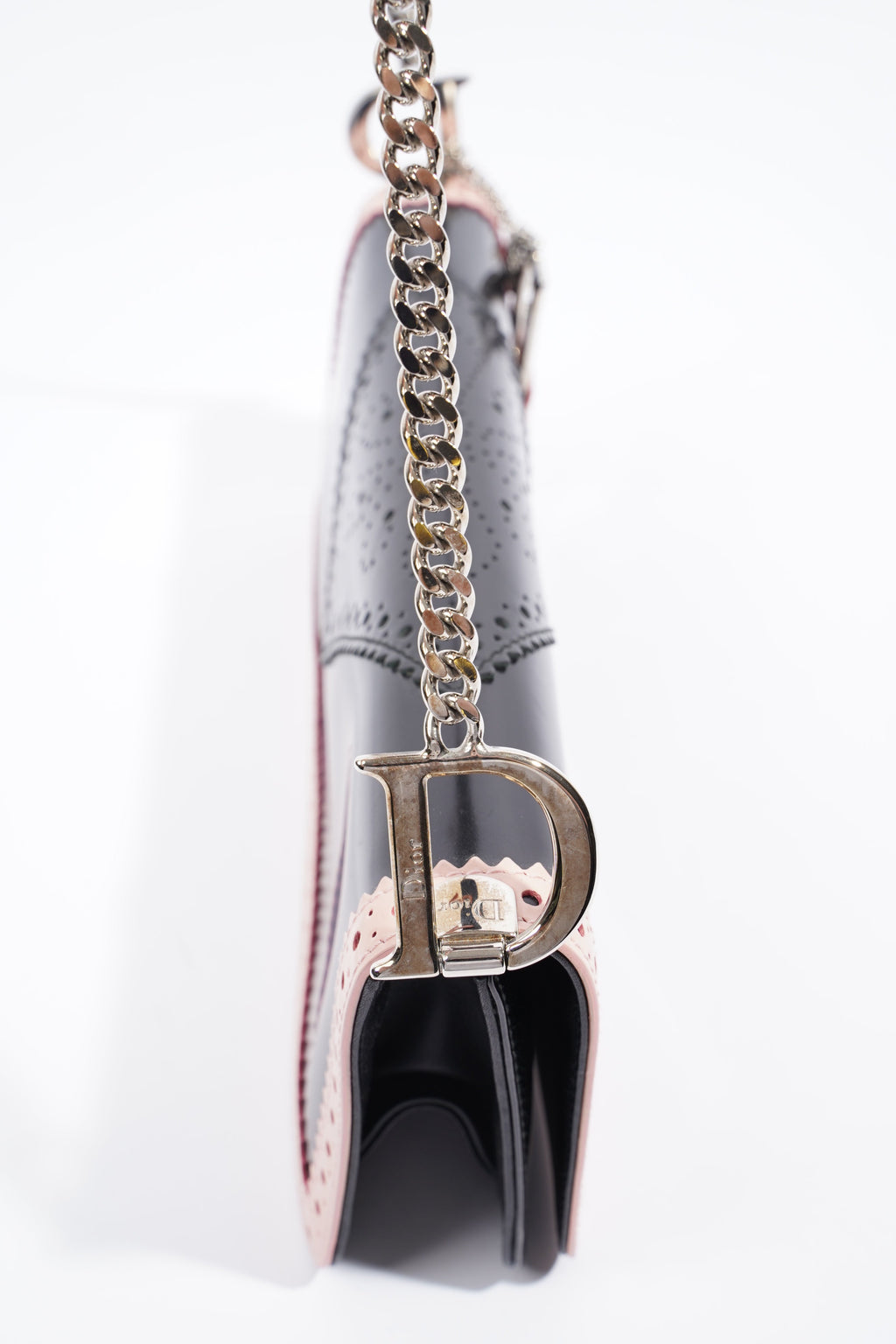Christian Dior Womens D'Trick Brogue Bag Black / Pink Leather