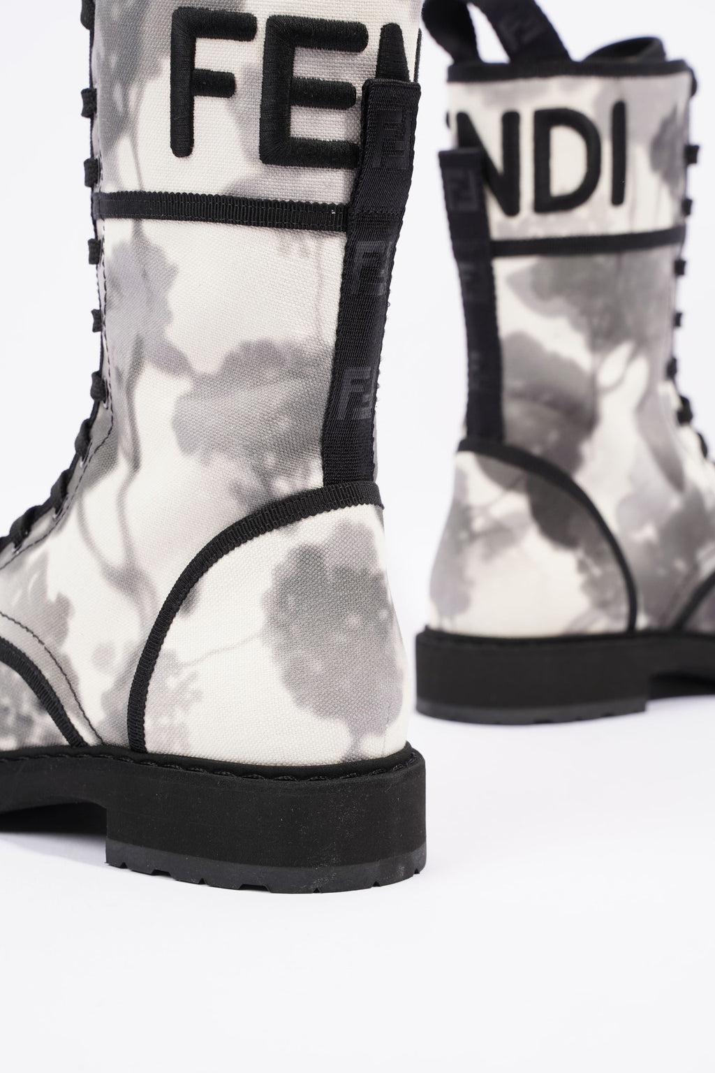 Fendi Womens Canvas Boots White / Grey EU 38 / UK 5