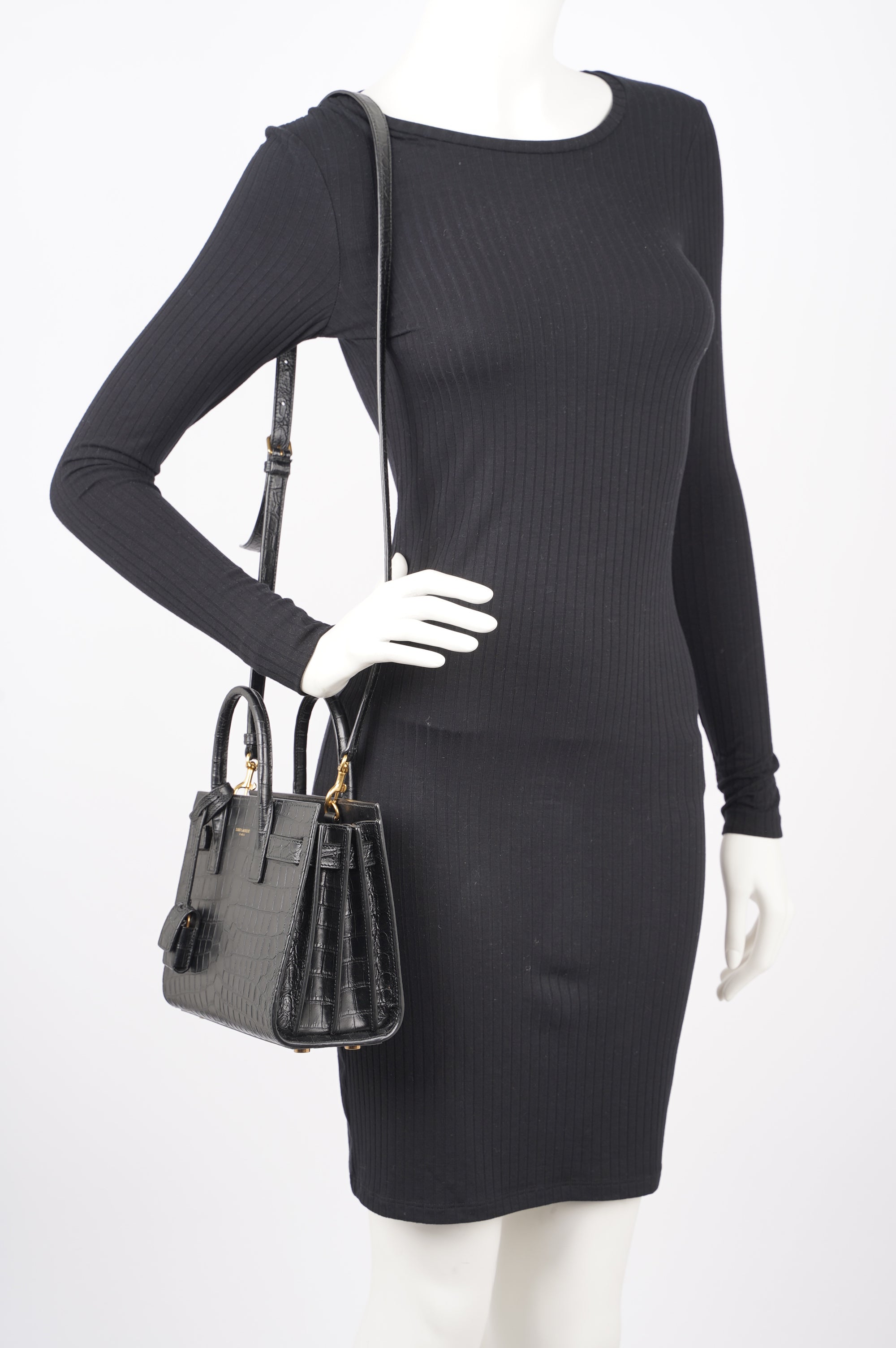Saint Laurent Womens Sac De Jour Black / Croc Nano