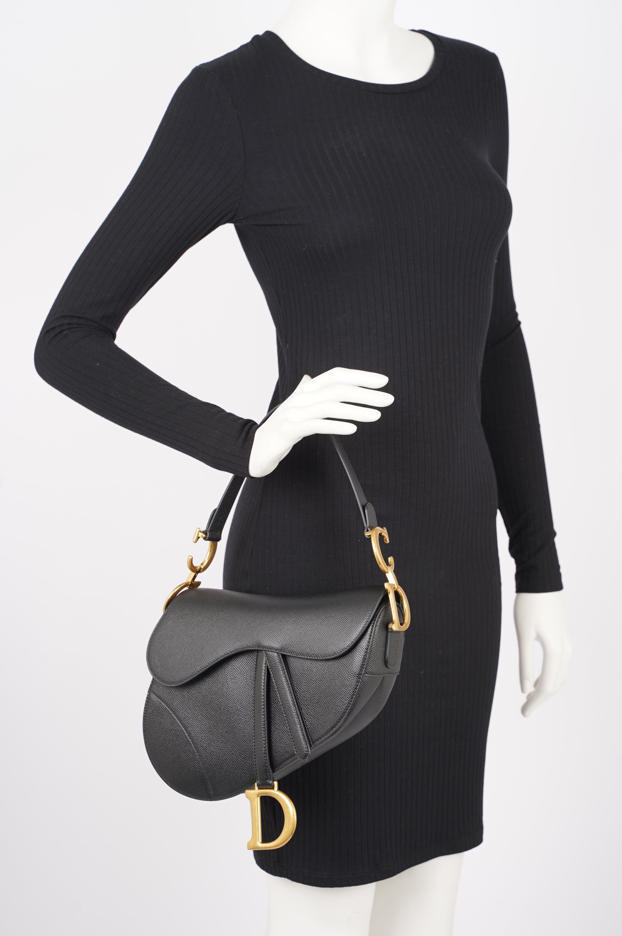 Christian Dior Womens Saddle Bag Black Leather