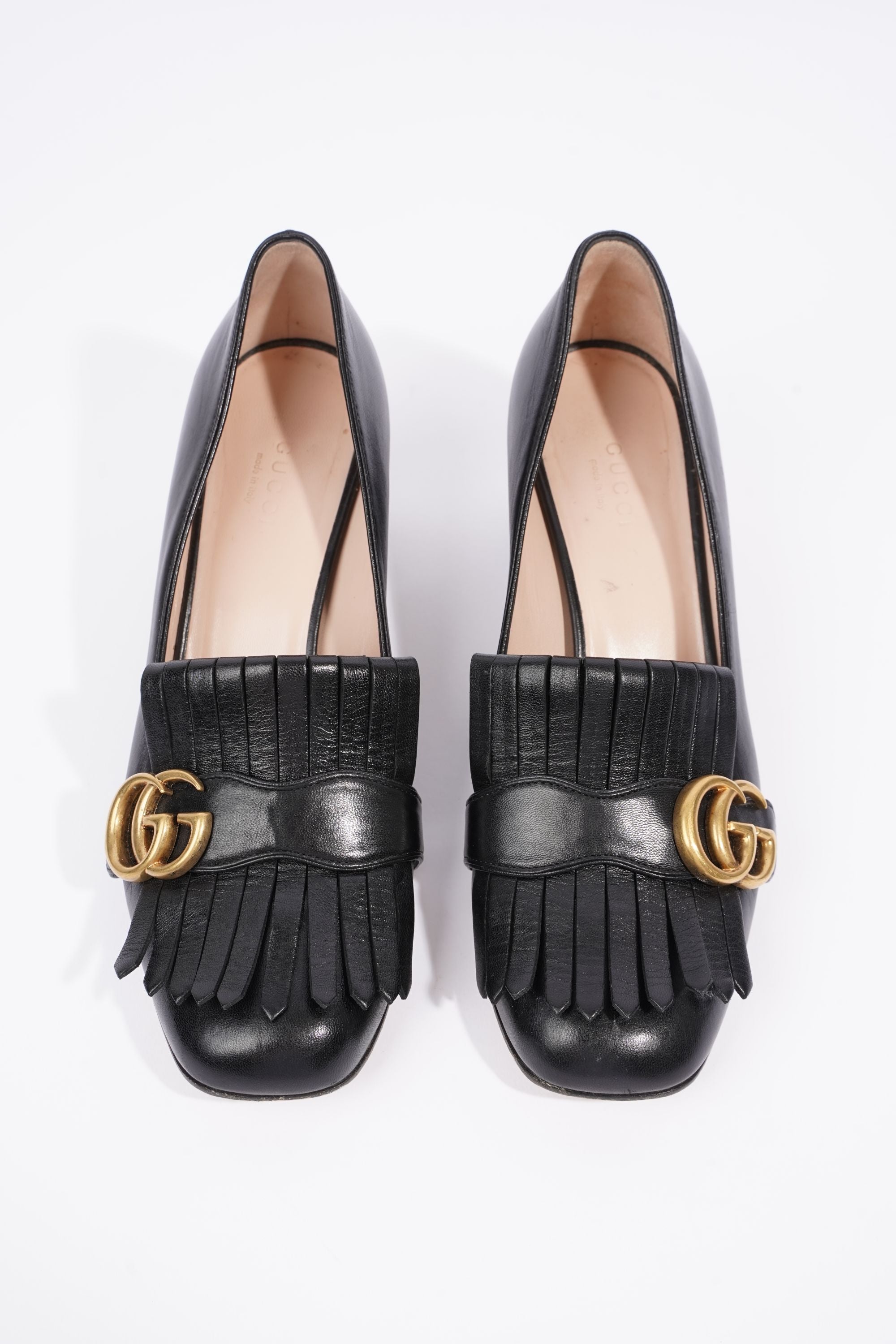 Gucci Womens Marmont Fringed Mule Black / Gold EU 38 / UK 5