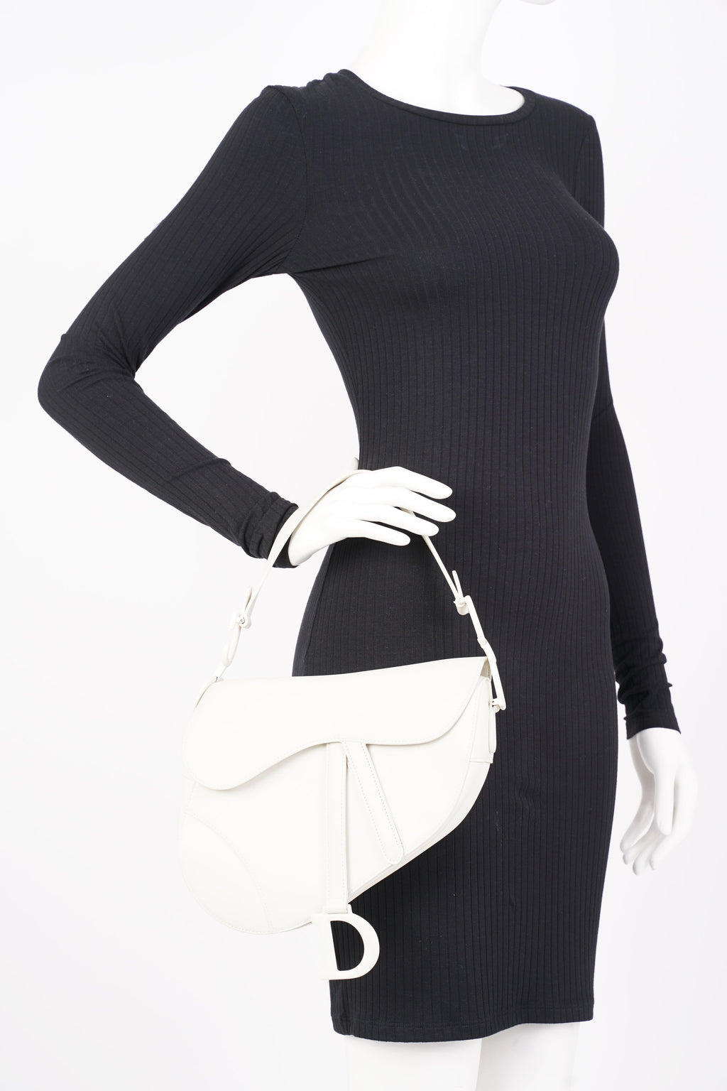 Christian Dior Womens Saddle Bag White Leather