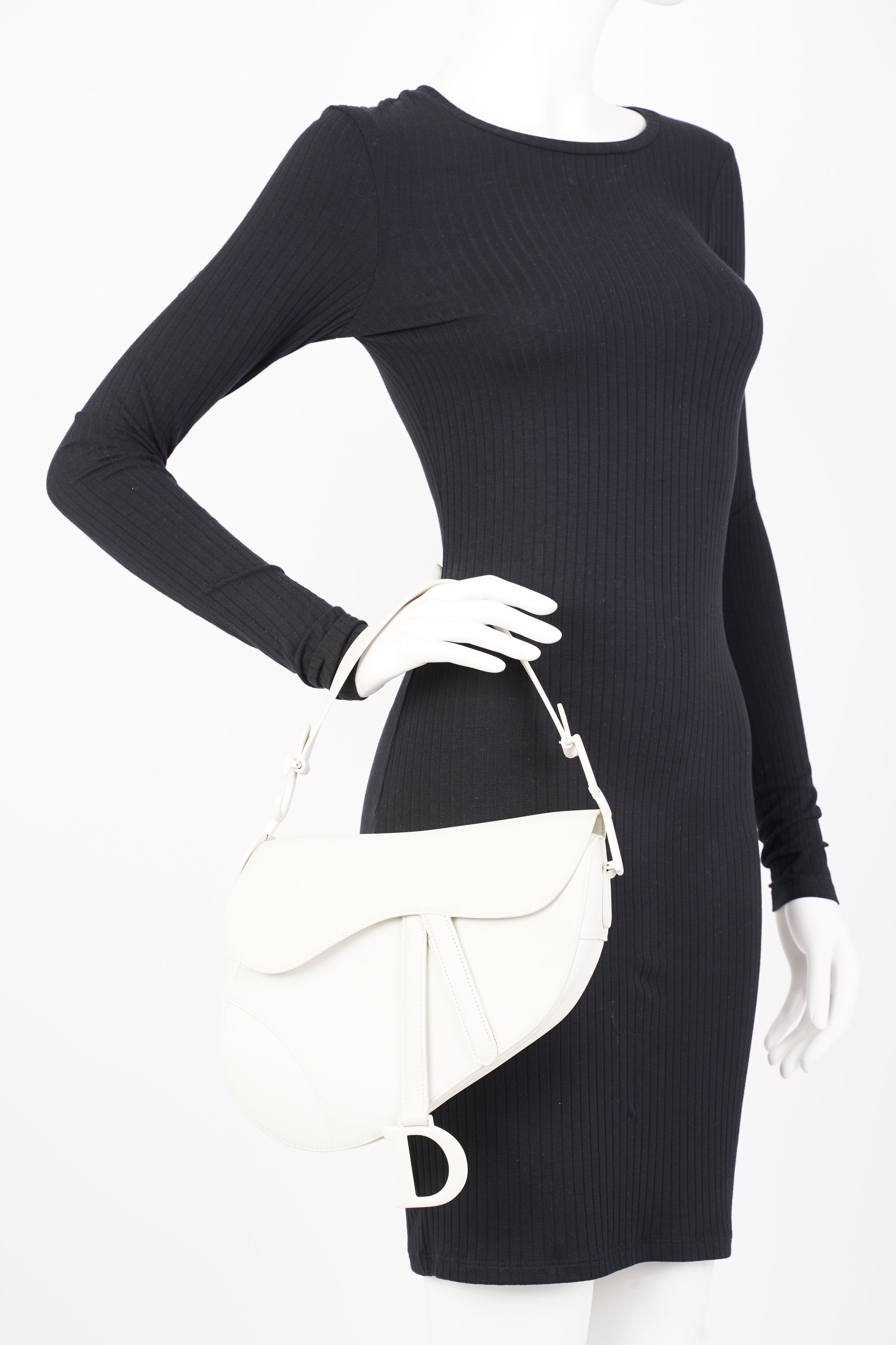 Christian Dior Womens Saddle Bag White Leather