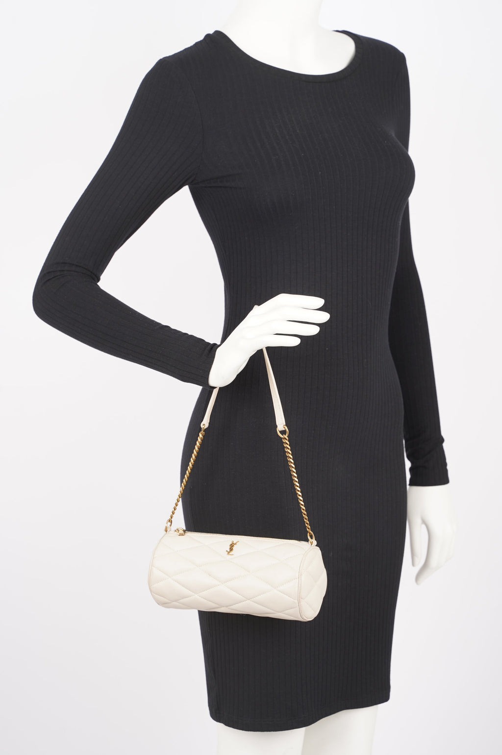 Saint Laurent Womens Tube Bag White Lambskin Leather Mini