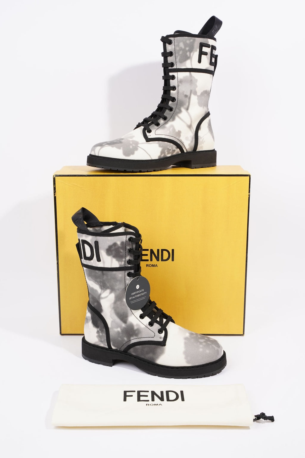 Fendi Womens Canvas Boots White / Grey EU 38 / UK 5