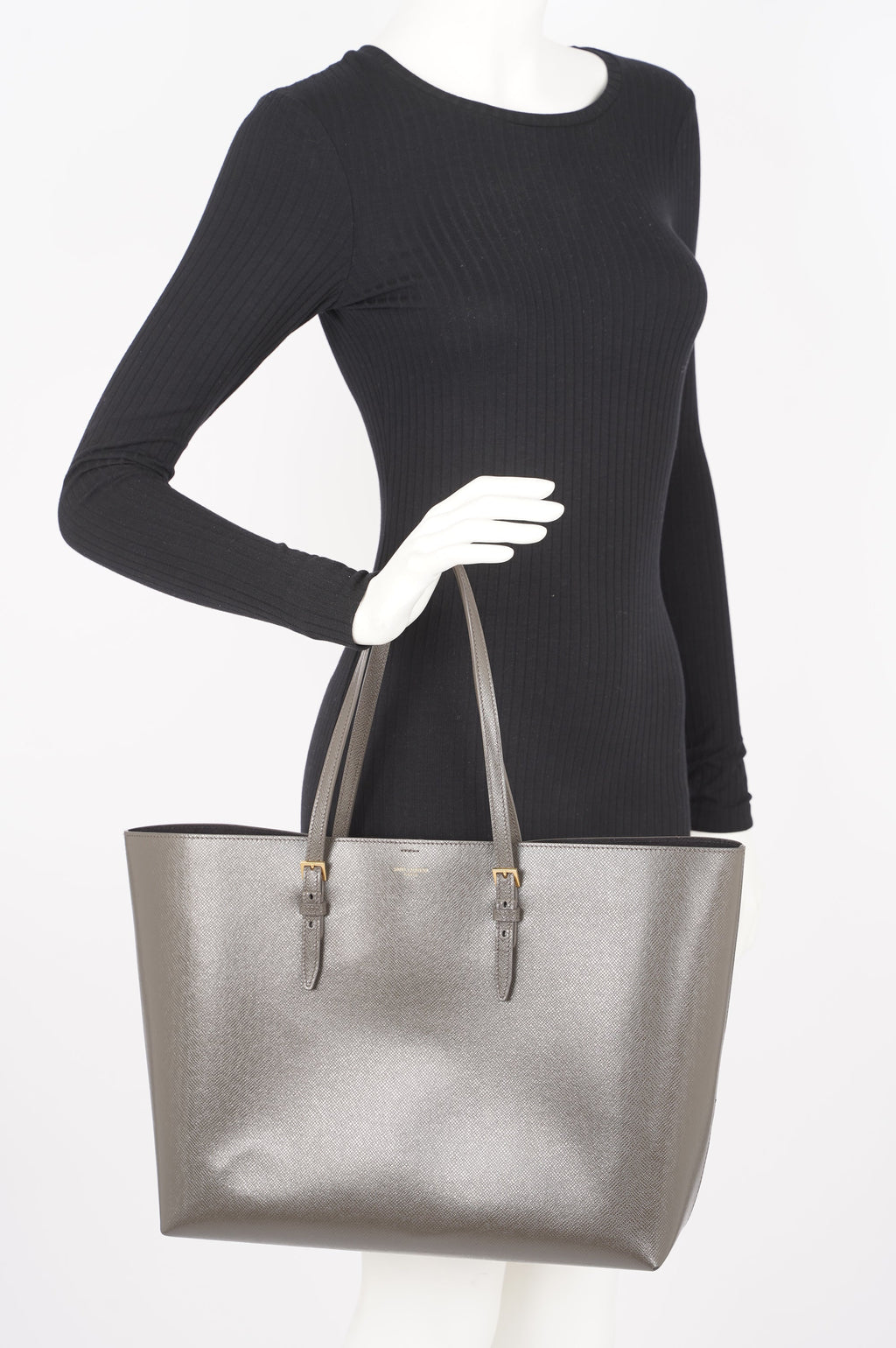 Saint Laurent Womens Shopping Tote Grey Large