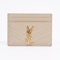 Saint Laurent Womens Card Holder Cream Leather