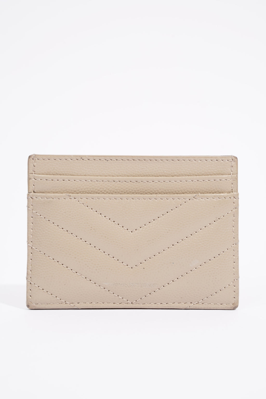 Saint Laurent Womens Card Holder Cream Leather