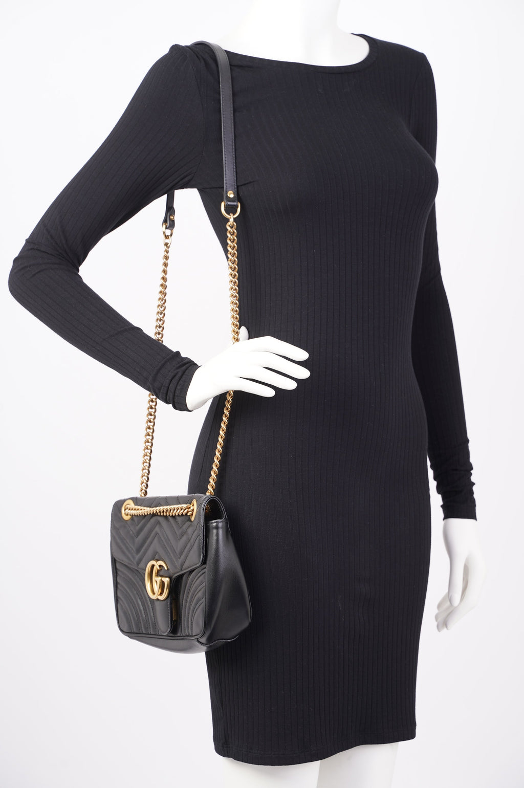 Gucci Marmont GG Flap Bag Black Leather Small