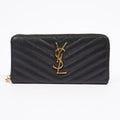 Saint Laurent Cassandre Zip Around Wallet Black Leather Long