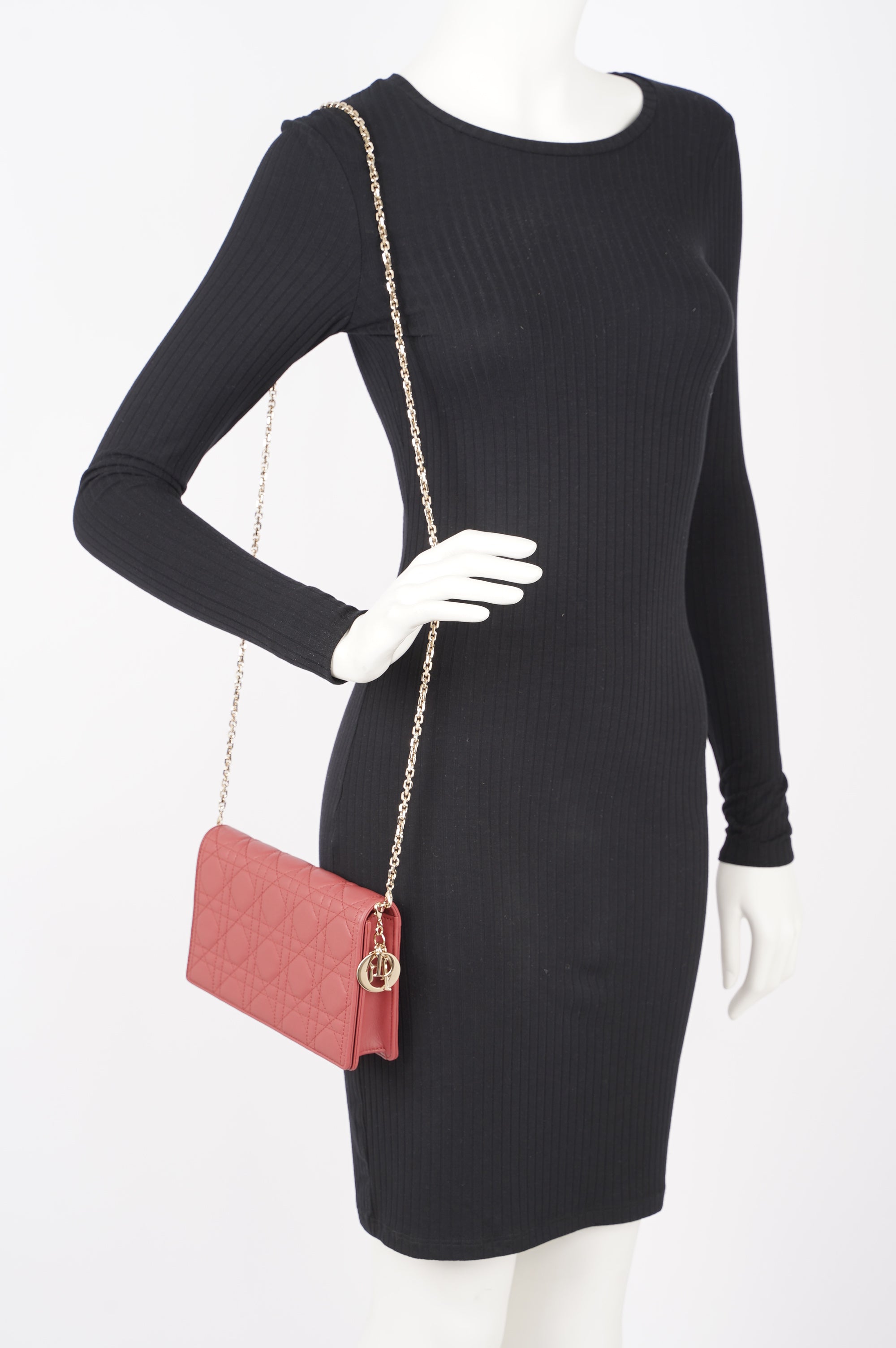 Christian Dior Womens Cannage Lady Dior Red WOC