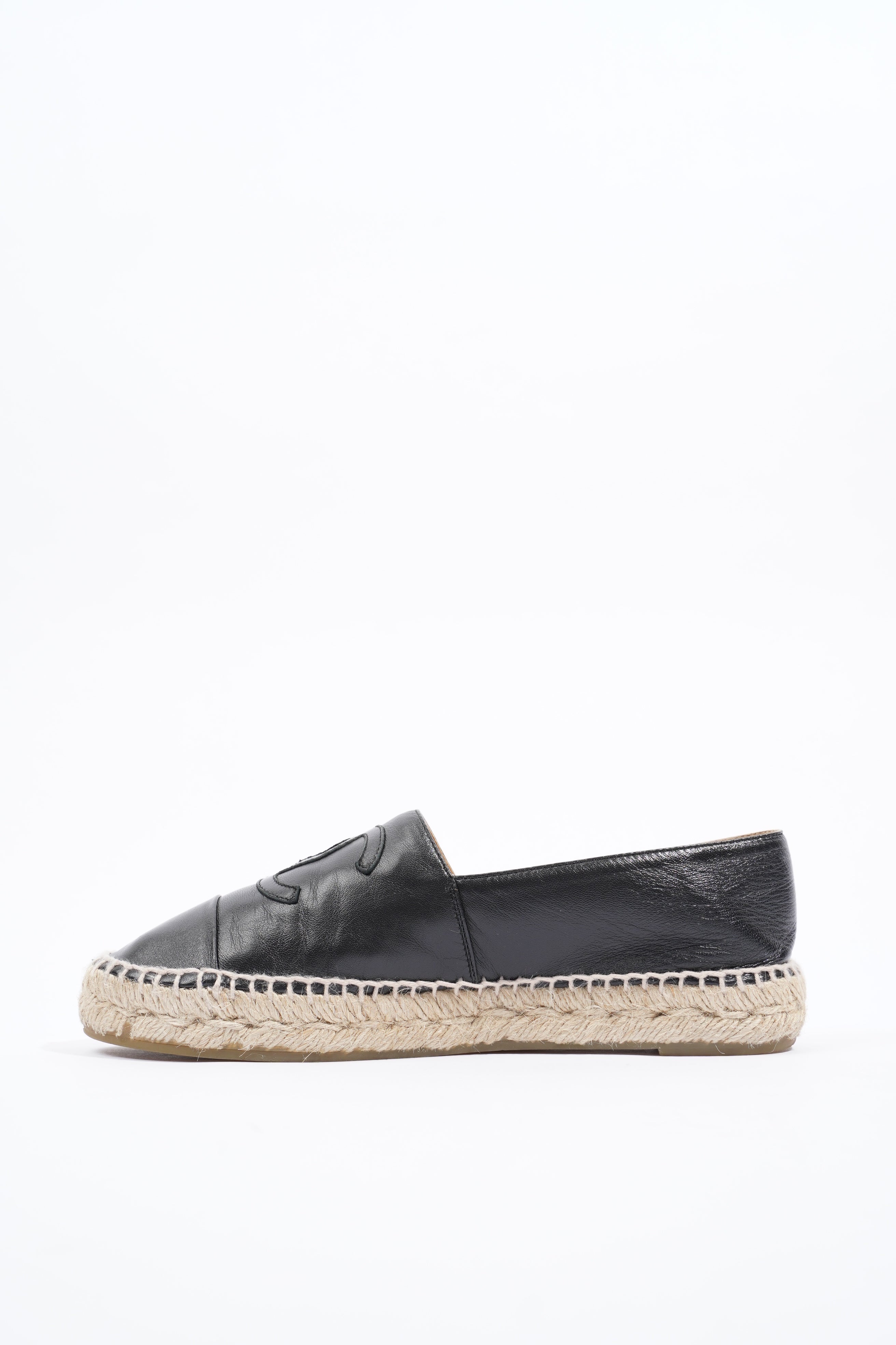 Chanel Espadrilles Black Leather EU 38 / UK 5