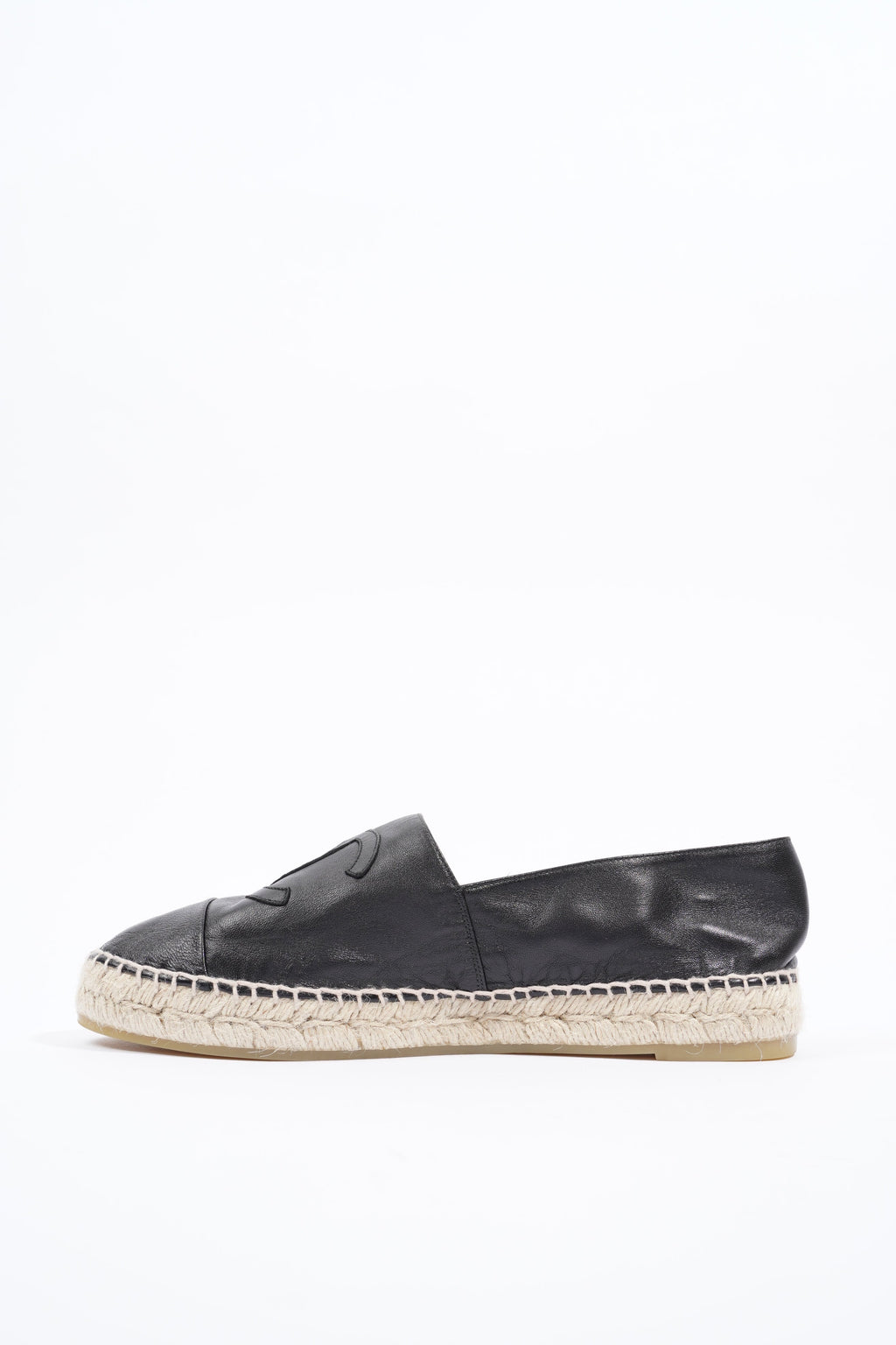 Chanel Womens Espadrilles Black Leather EU 41 / UK 8