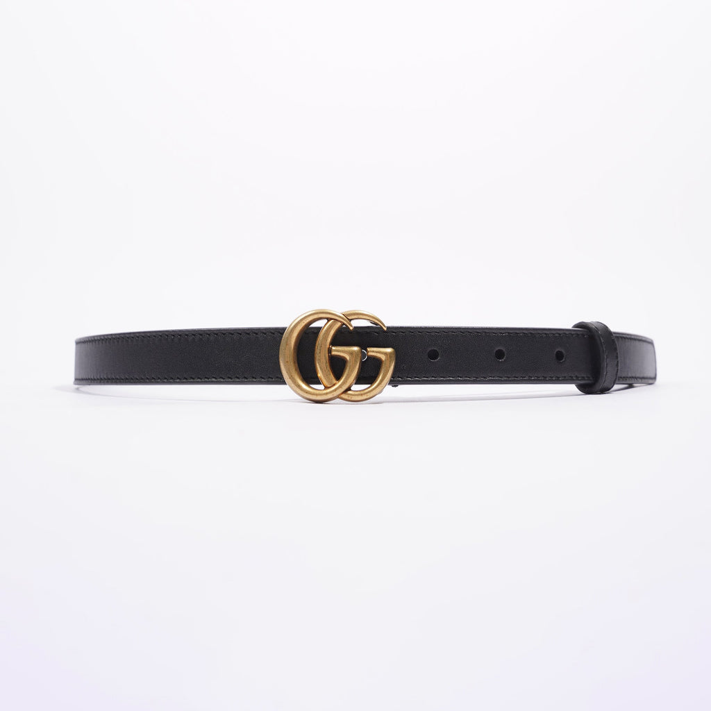 Gucci Womens Skinny Marmont Belt Black / Gold 80cm / 32"
