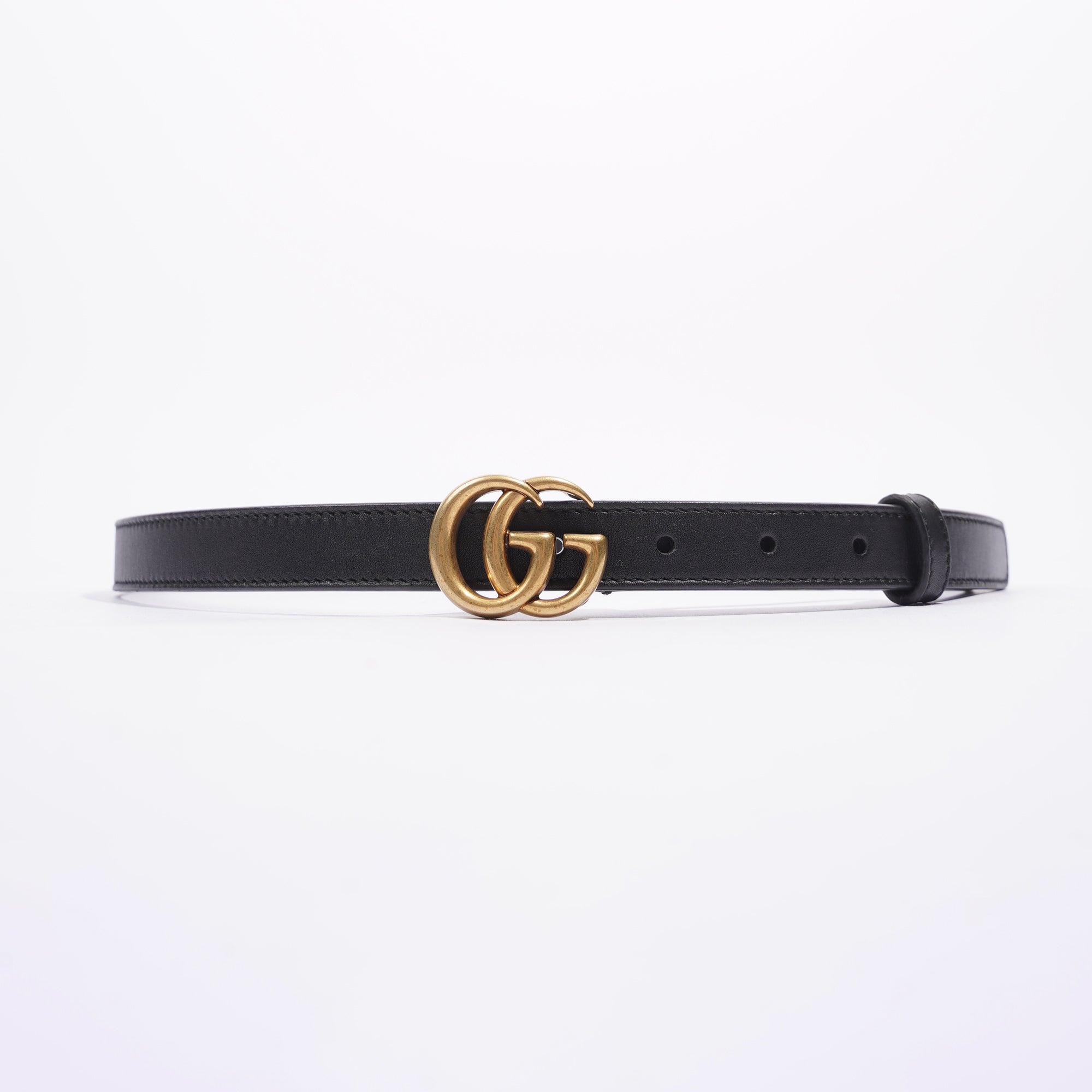 Gucci Womens Skinny Marmont Belt Black / Gold 80cm / 32"
