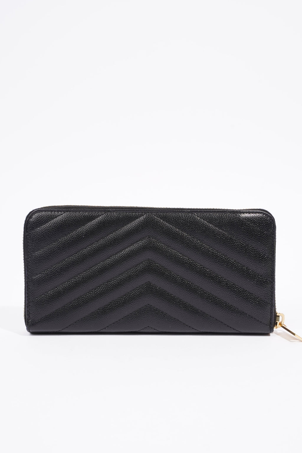 Saint Laurent Cassandre Zip Around Wallet Black Leather Long