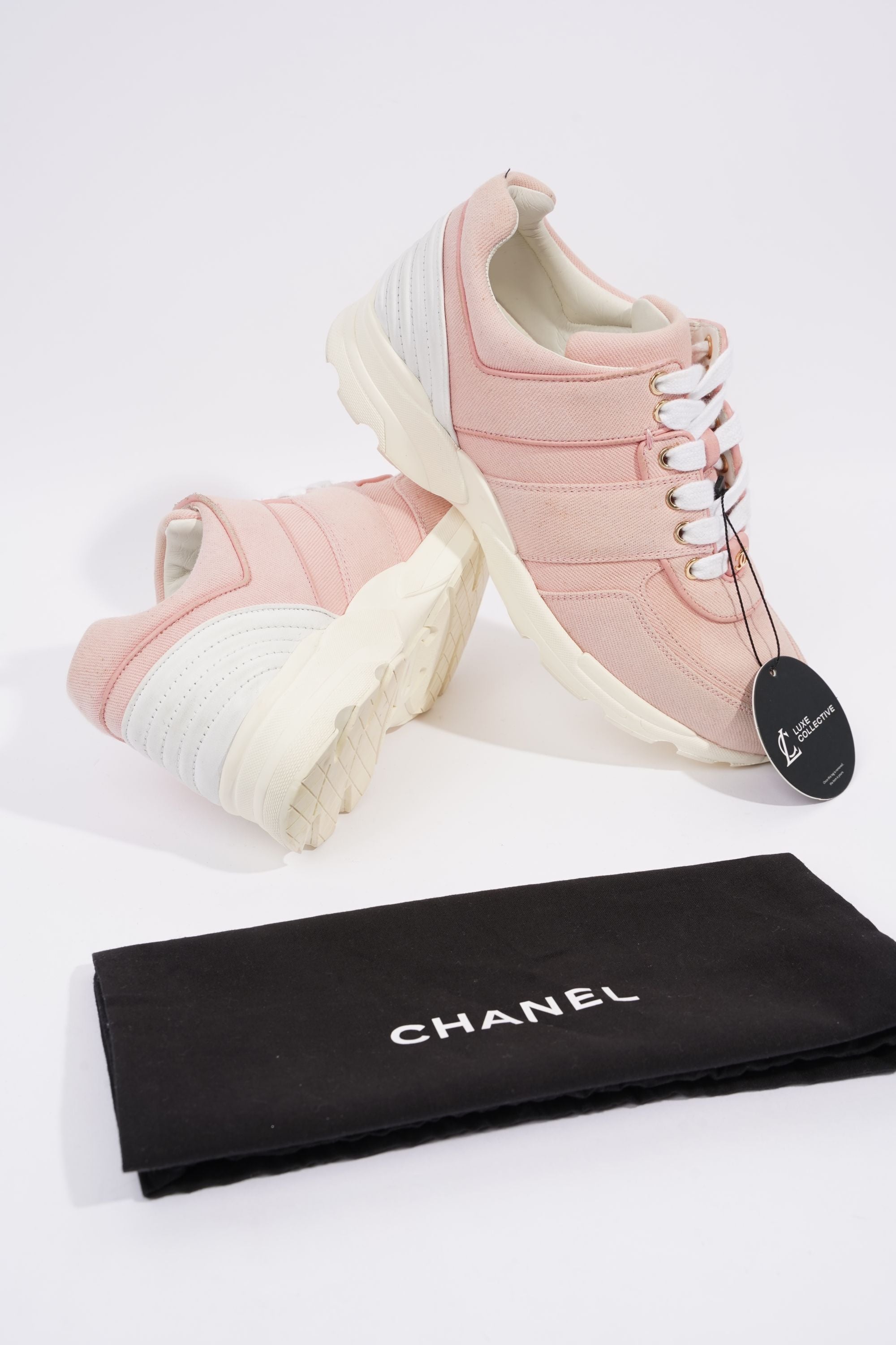 Chanel Womens Tennis Sneaker Salmon / White EU 37.5 / UK 4.5
