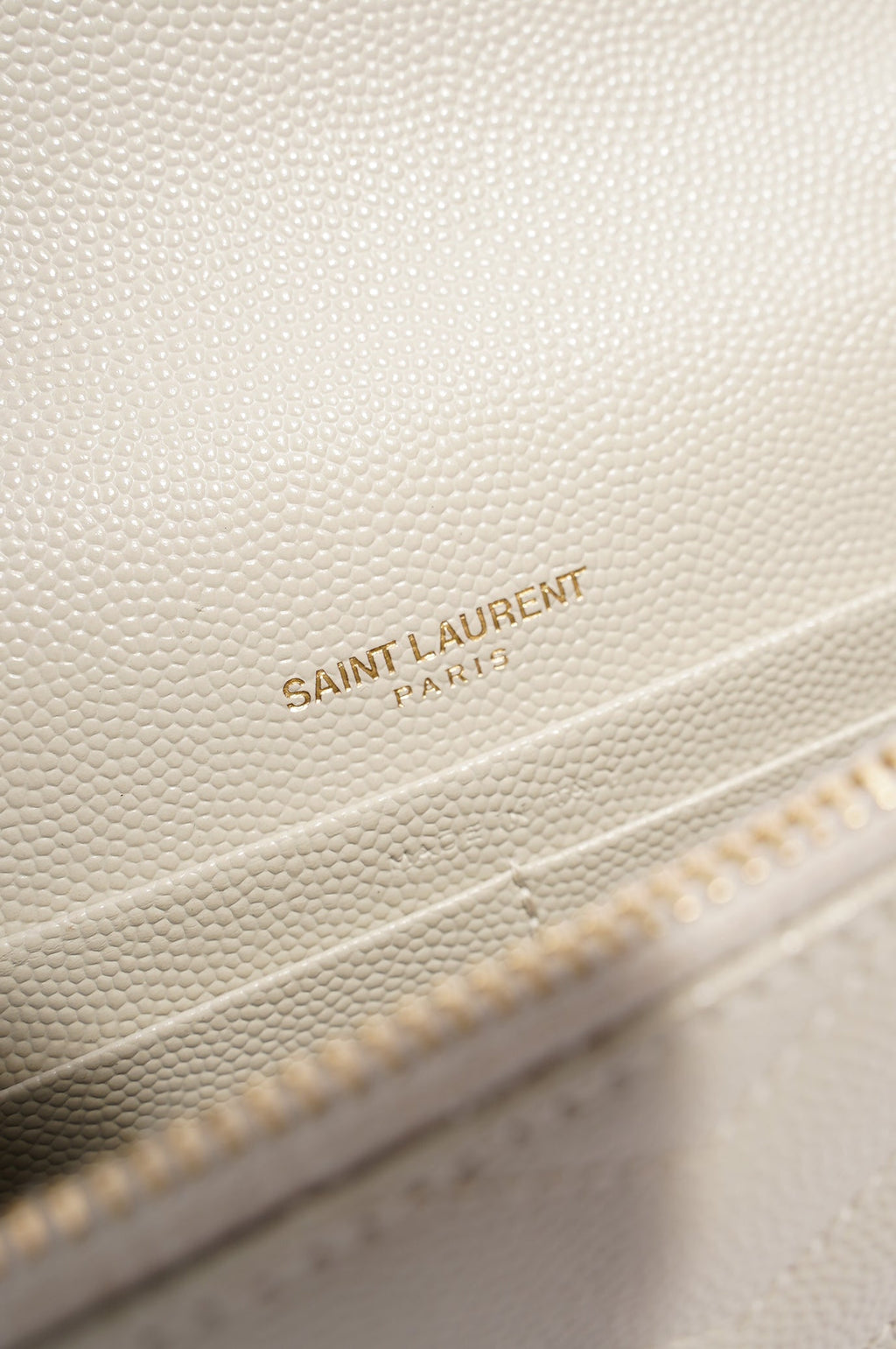 Saint Laurent Womens Chain Wallet White / Gold