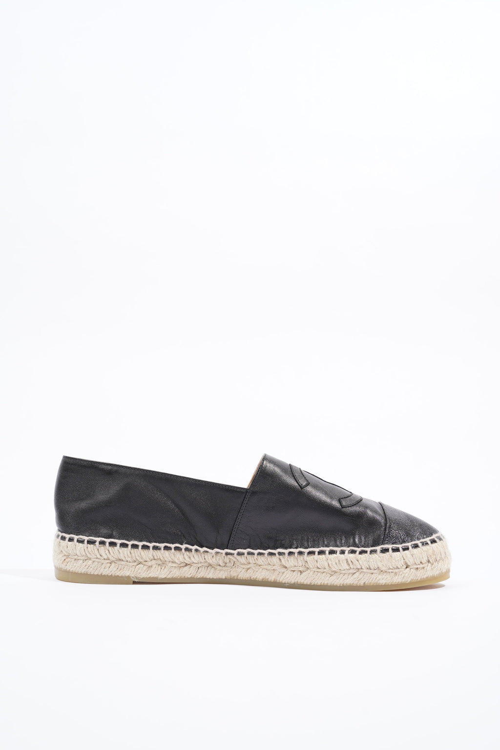 Chanel Womens Espadrilles Black Leather EU 41 / UK 8