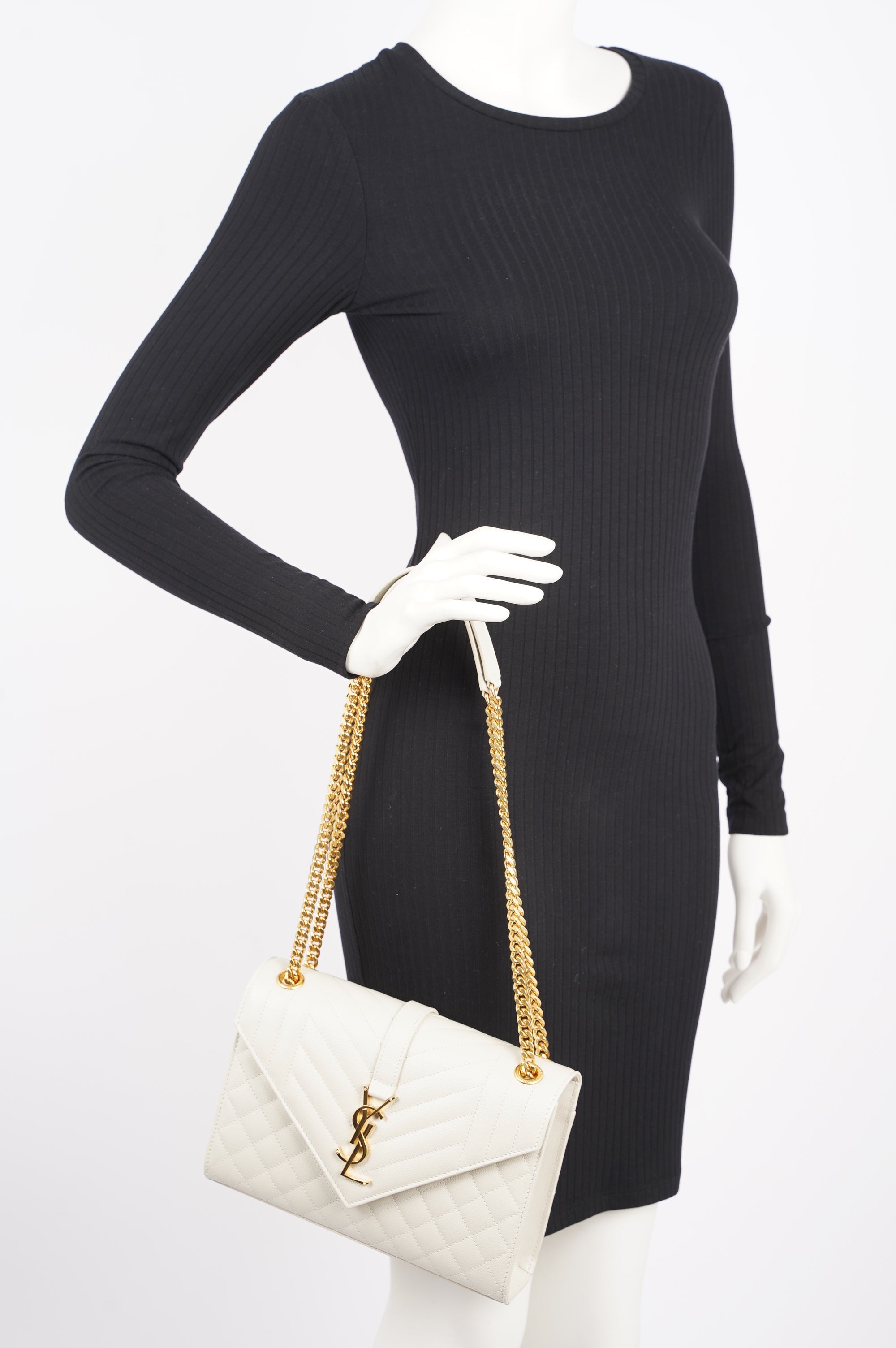 Saint Laurent Womens Envelope Medium Bag Cream