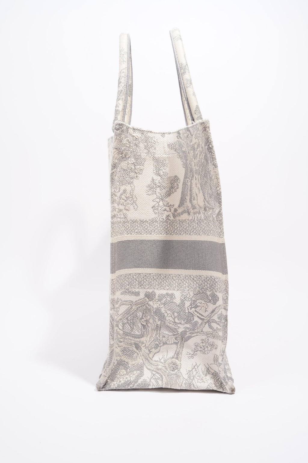 Christian Dior Womens Book Tote Grey Toile De Jouy Grey / White Canvas Large