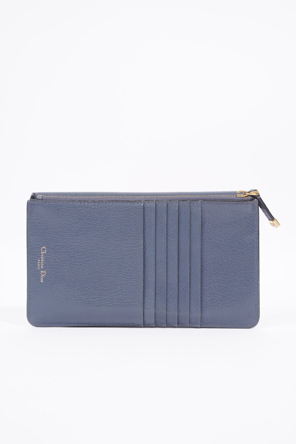 Christian Dior Womens Saddle Card Holder Blue Leather Long