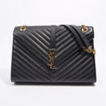 Saint Laurent Womens Envelope Bag Black Leather Large