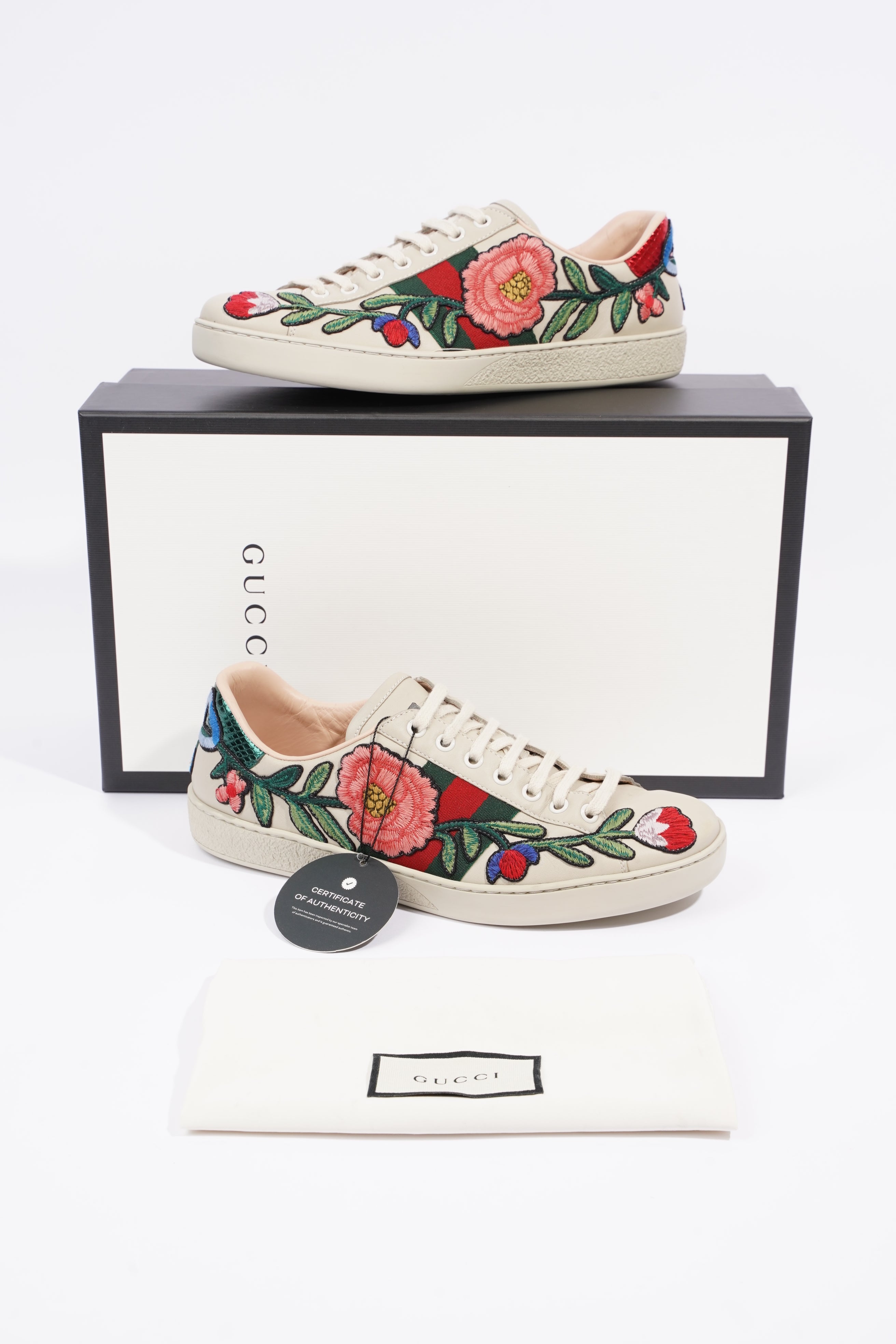 Gucci Mens Ace Floral Off White / Multi EU 40.5 / UK 6.5
