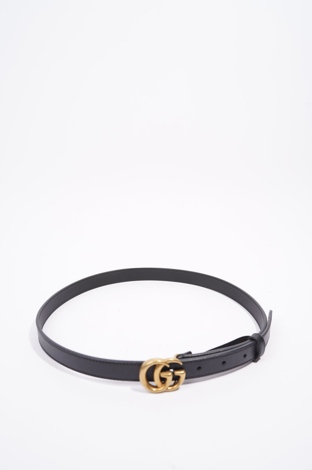 Gucci Womens Skinny Marmont Belt Black / Gold 80cm / 32"