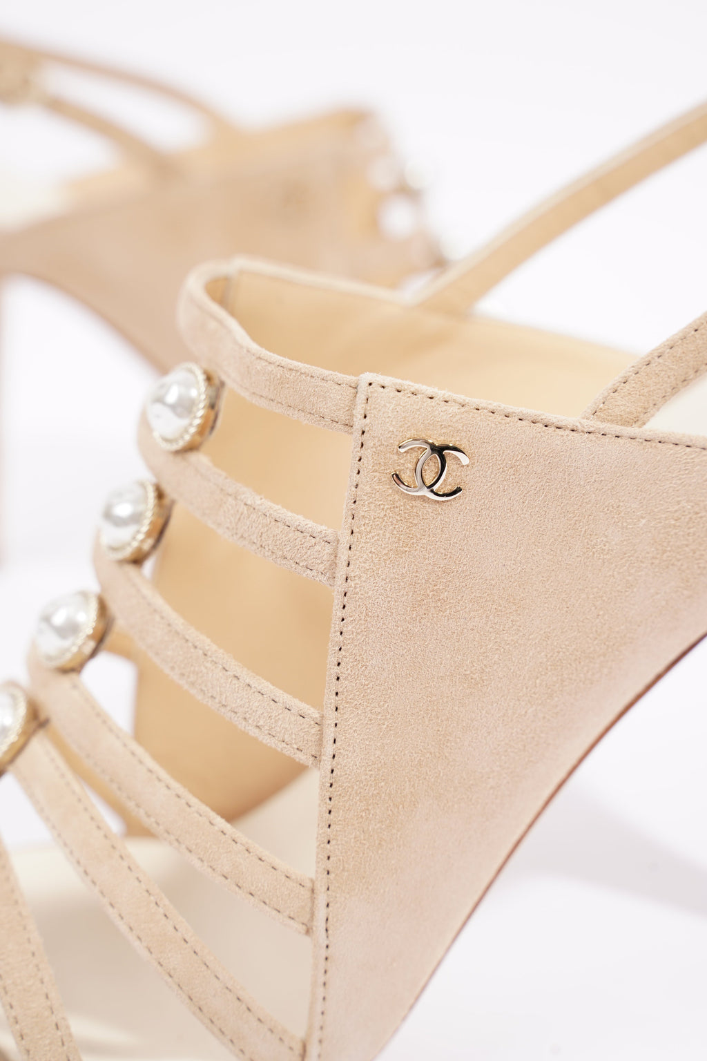 Chanel Womens Suede Sandal Beige EU 39 / UK 6