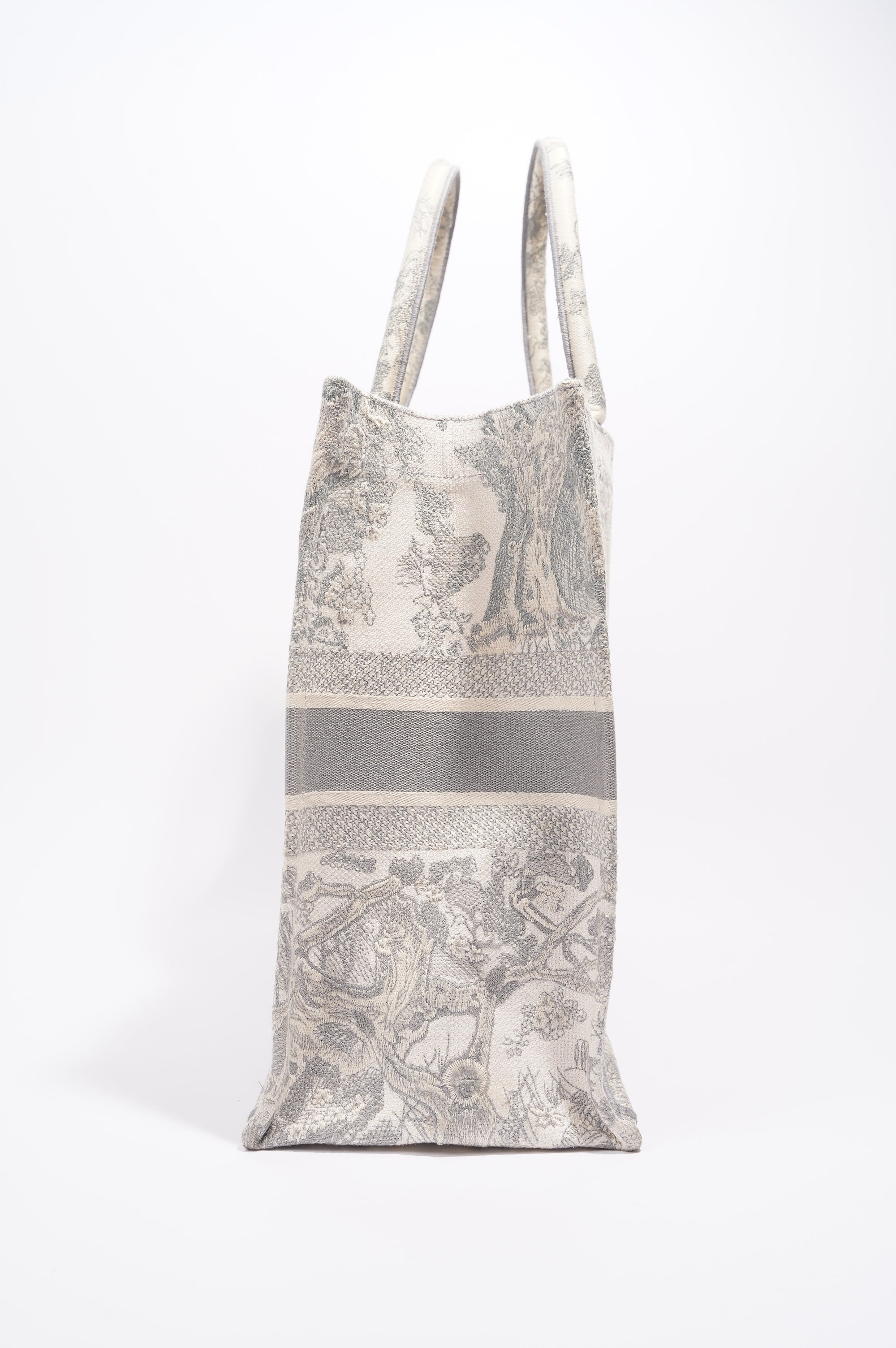 Christian Dior Womens Book Tote Grey Toile De Jouy Grey / White Canvas Large