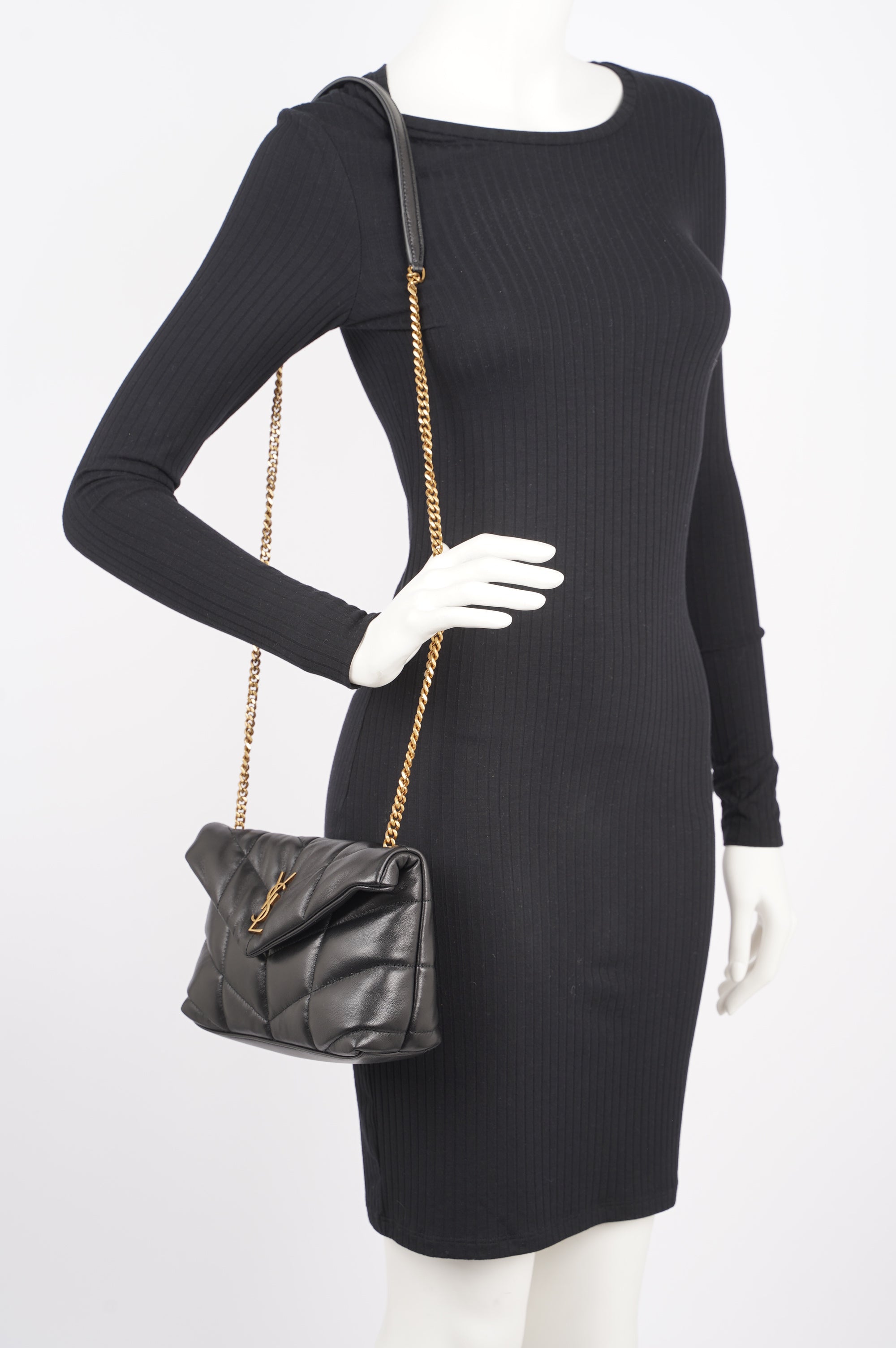 Saint Laurent Womens Loulou Toy Puffer Bag Black