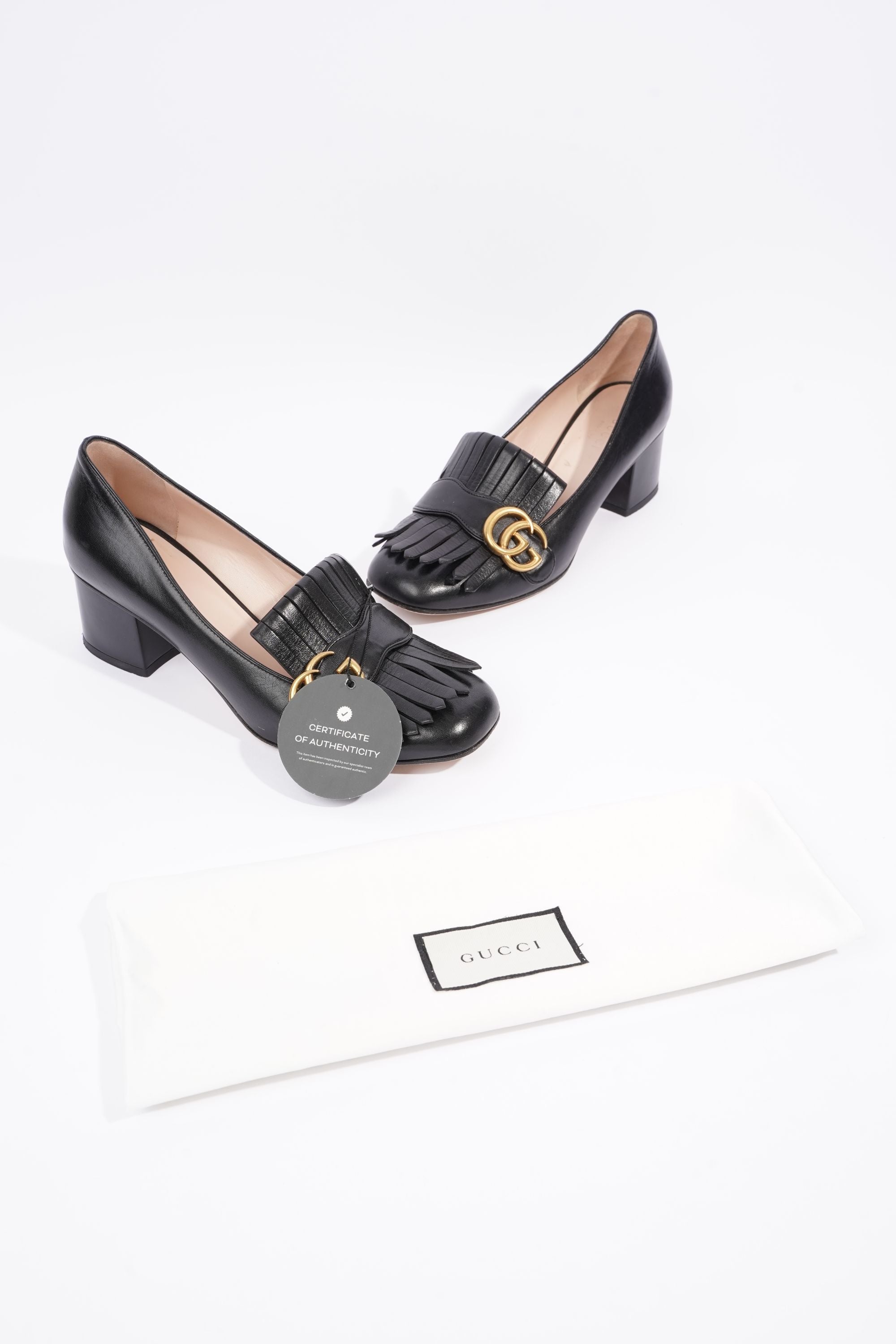 Gucci Womens Marmont Fringed Mule Black / Gold EU 38 / UK 5