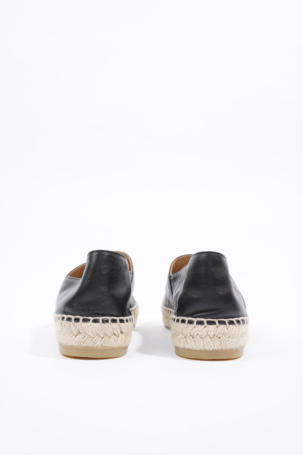 Chanel Womens Espadrilles Black Leather EU 41 / UK 8