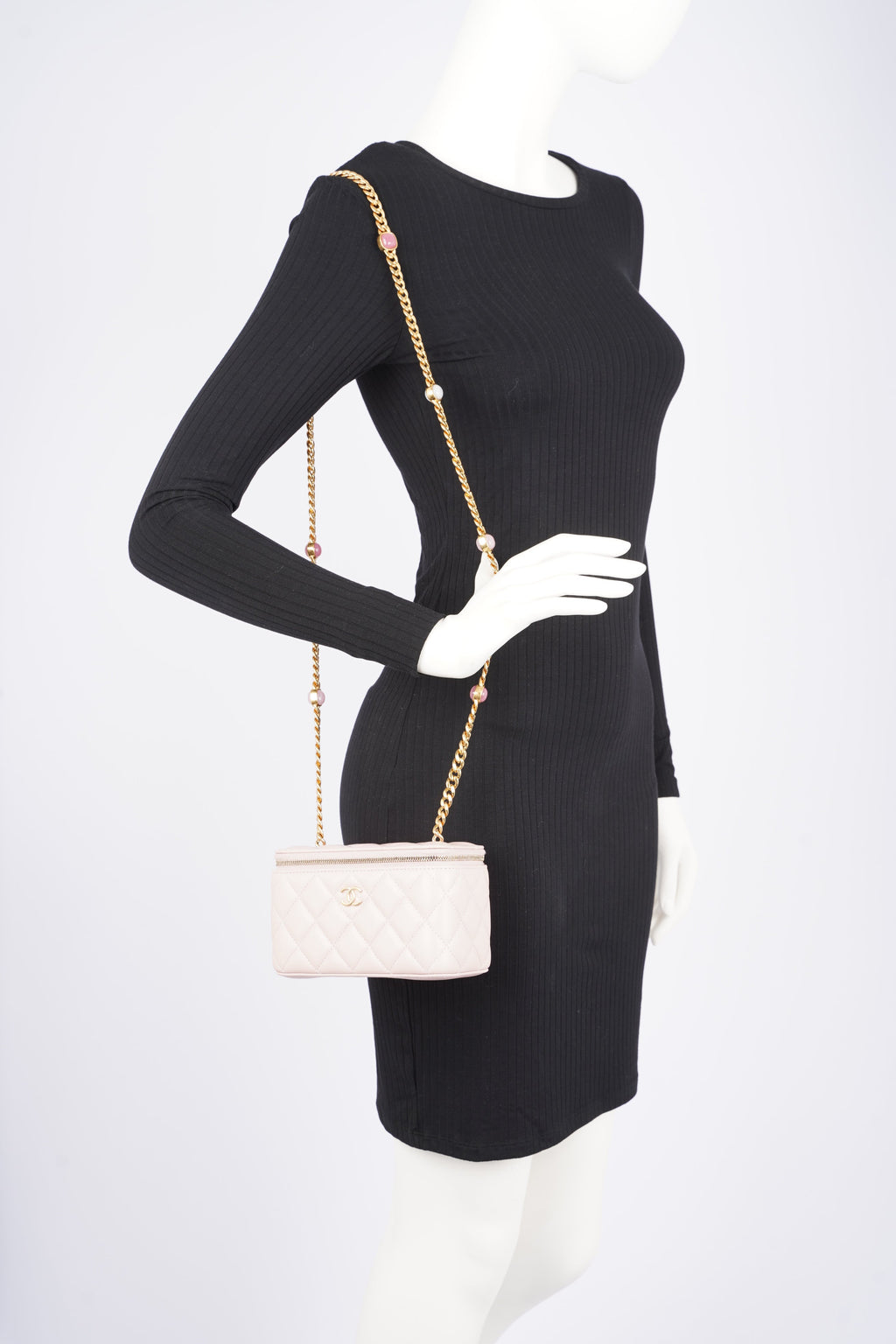 Chanel Womens Vanity Case With Jewel Chain
