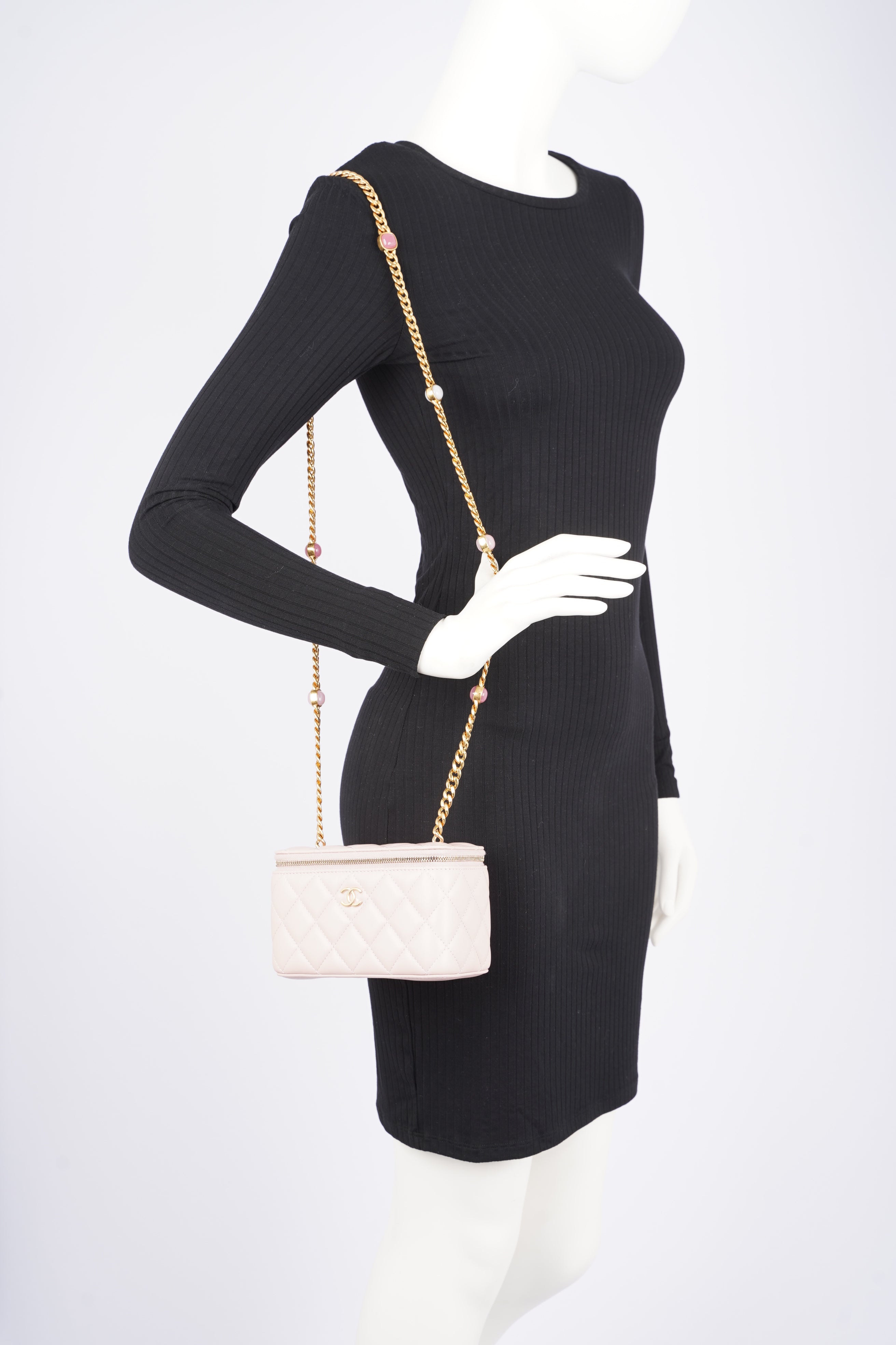Chanel Womens Vanity Case With Jewel Chain