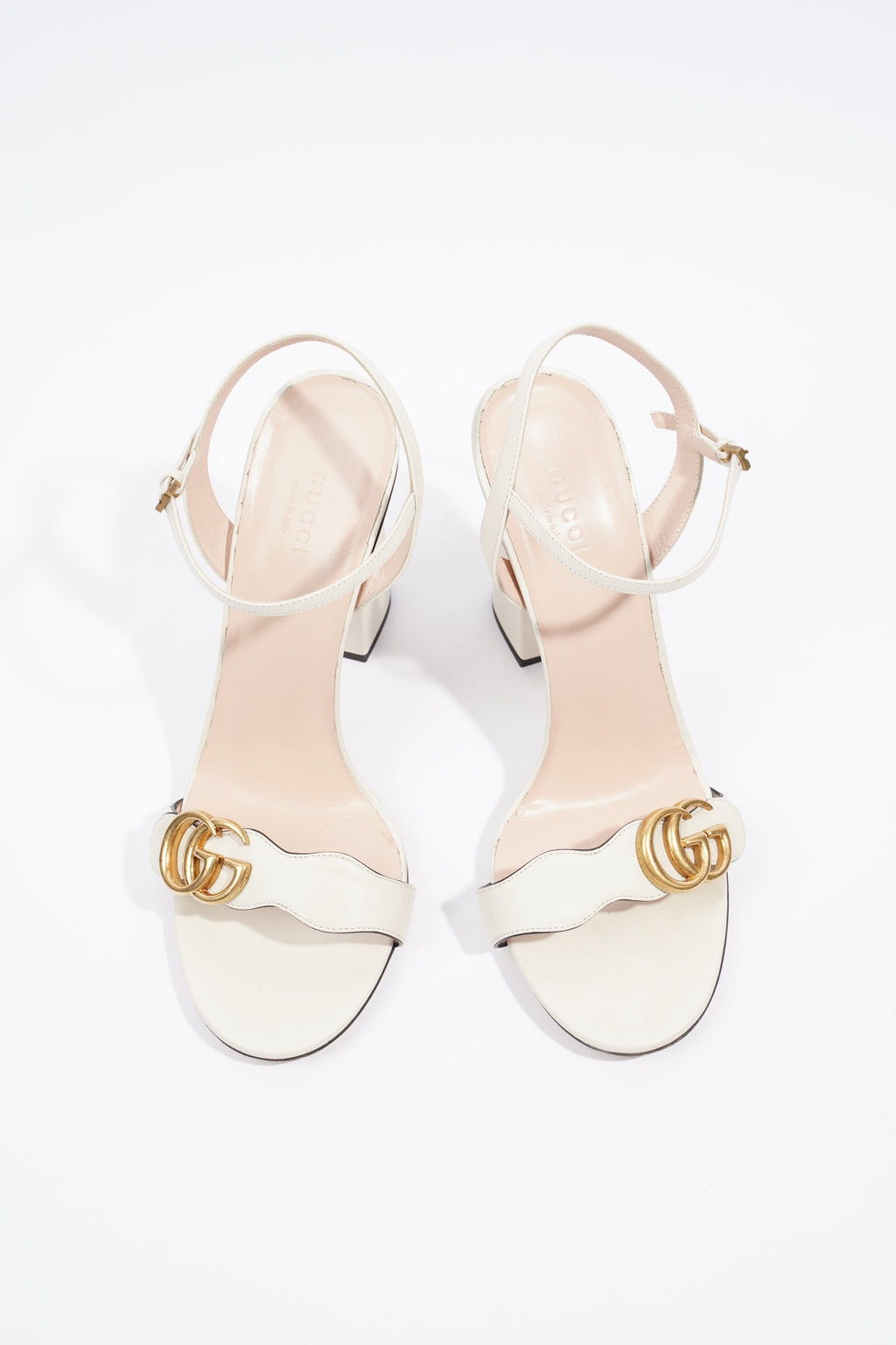 Gucci Leather Sandal With Double G White / Gold EU 40 / UK 7