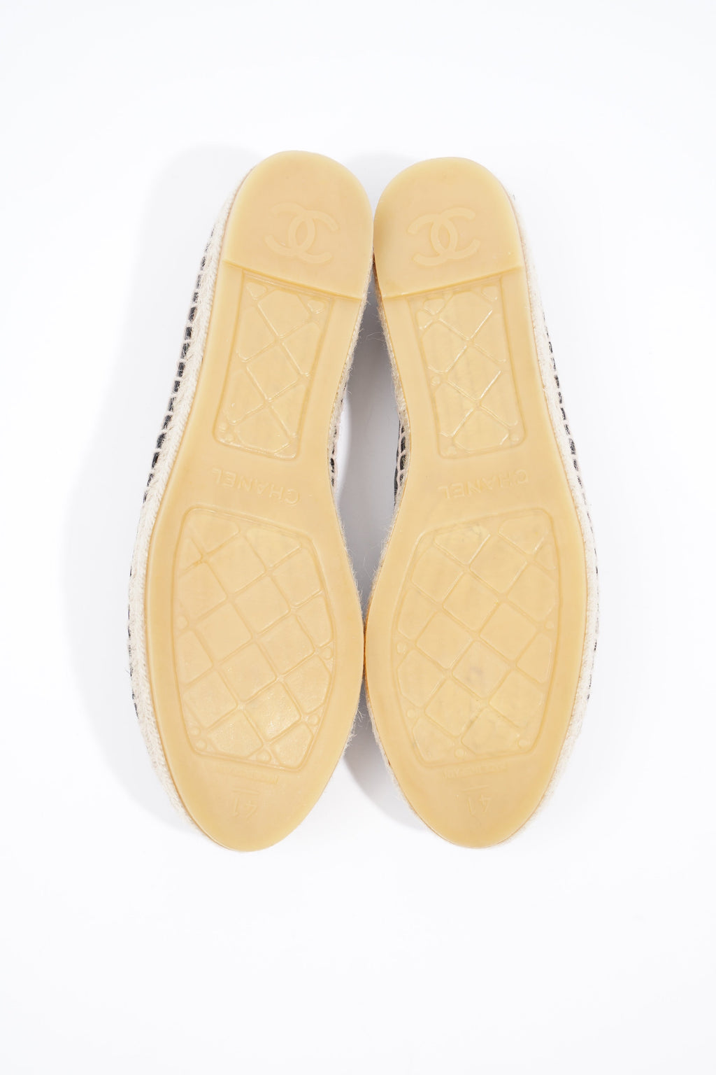 Chanel Womens Espadrilles Black Leather EU 41 / UK 8