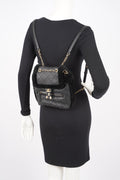 Chanel Womens Shearling Lambskin Backpack Black