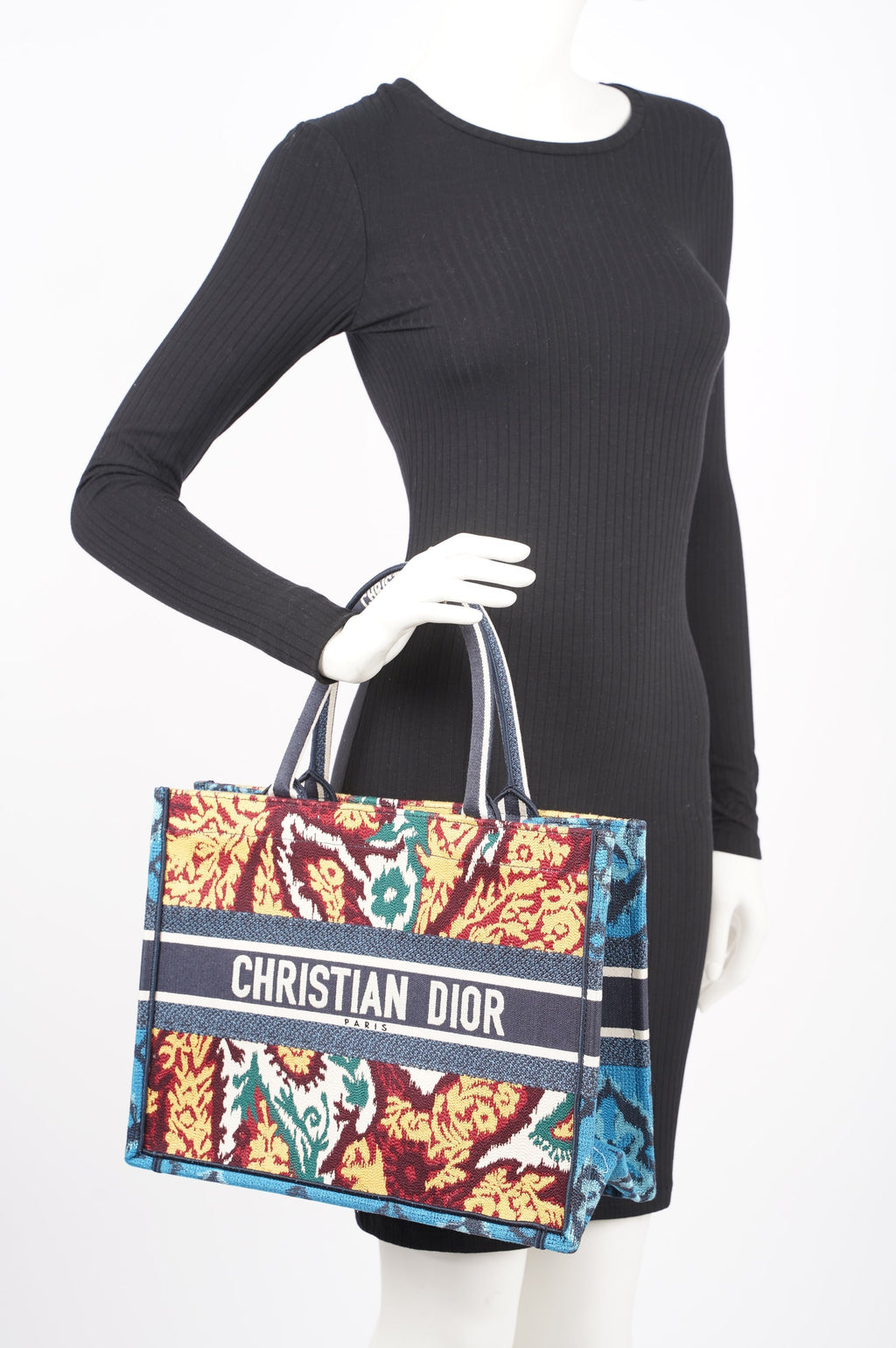 Christian Dior Womens Book Tote Blue / Multi Medium